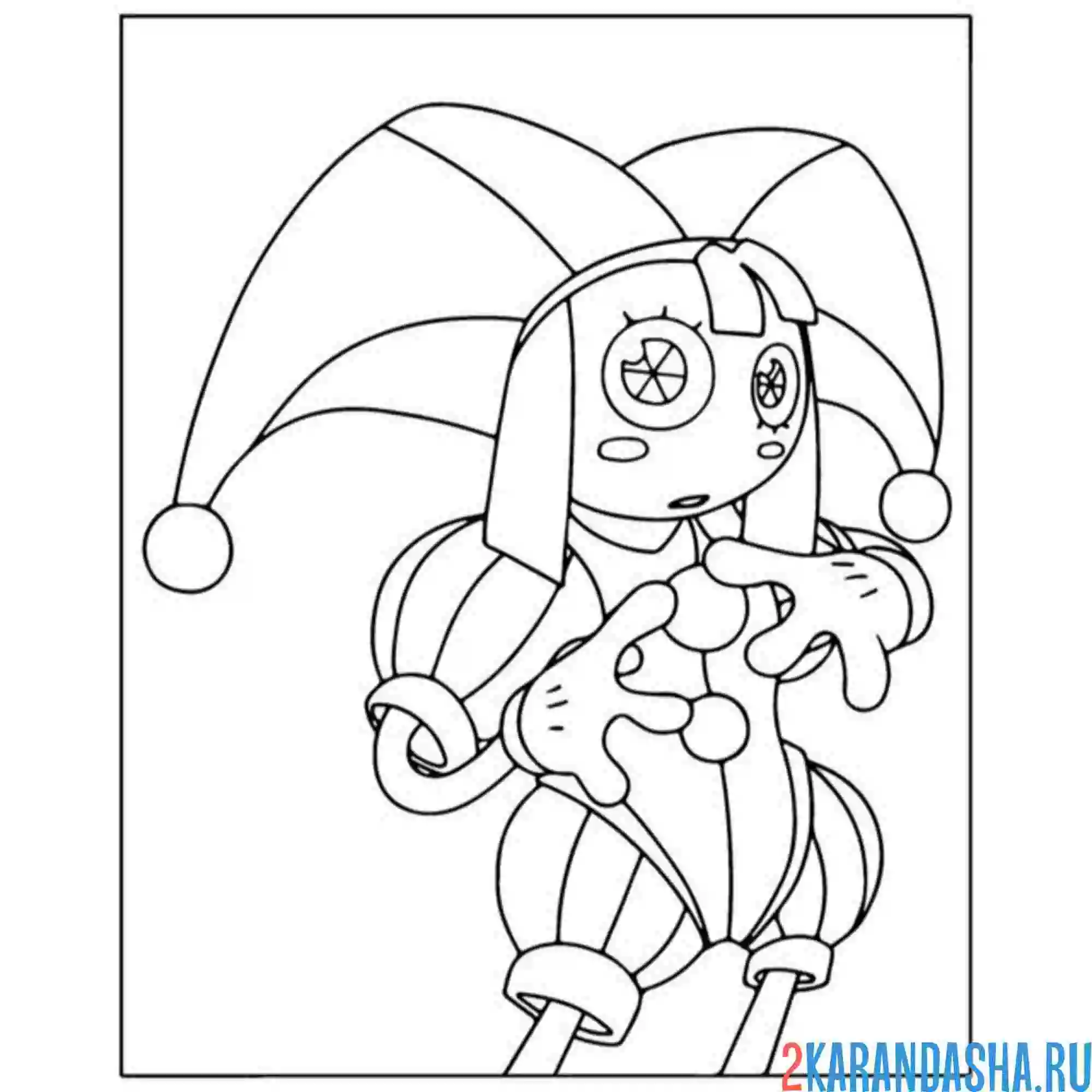 Раскраска помни в шапке шута