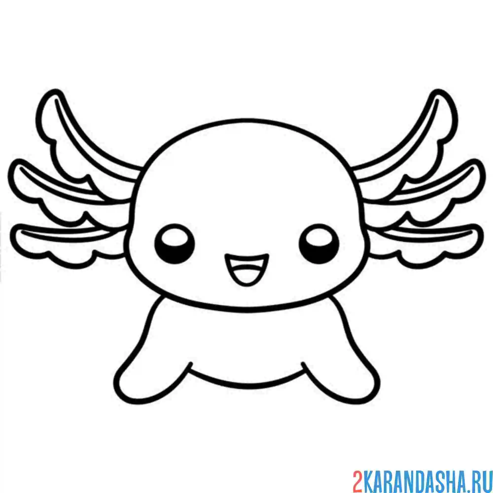 Раскраска аксолотль каваи