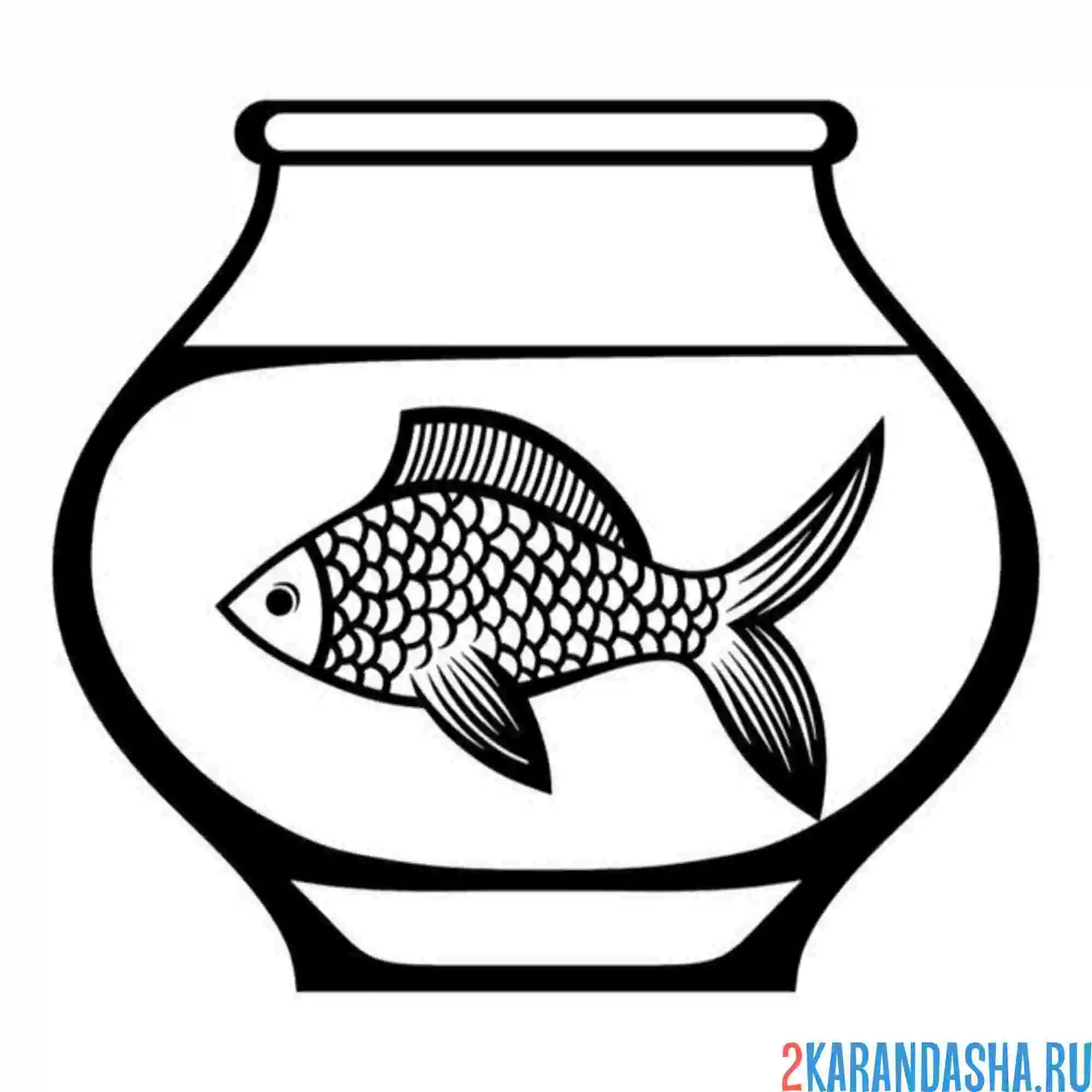 Раскраска одна рыбка в аквариуме