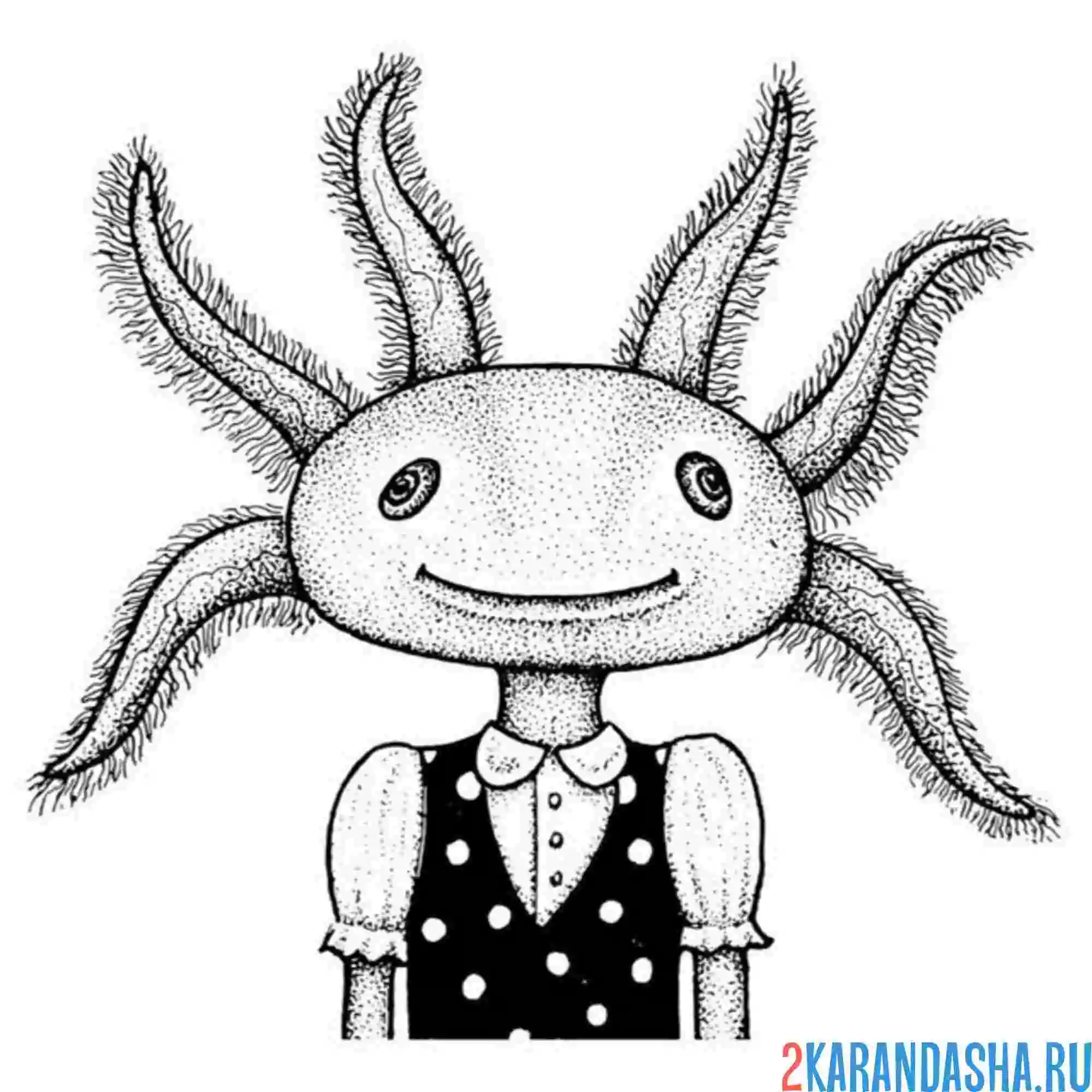 Раскраска аксолотль школьница