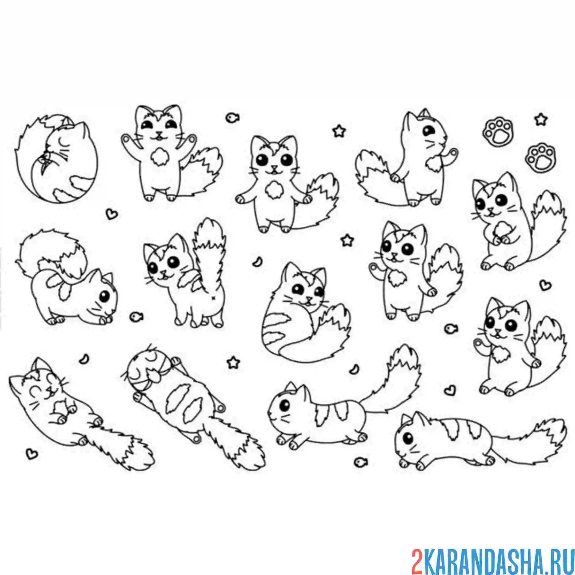 Раскраска наклейки котики