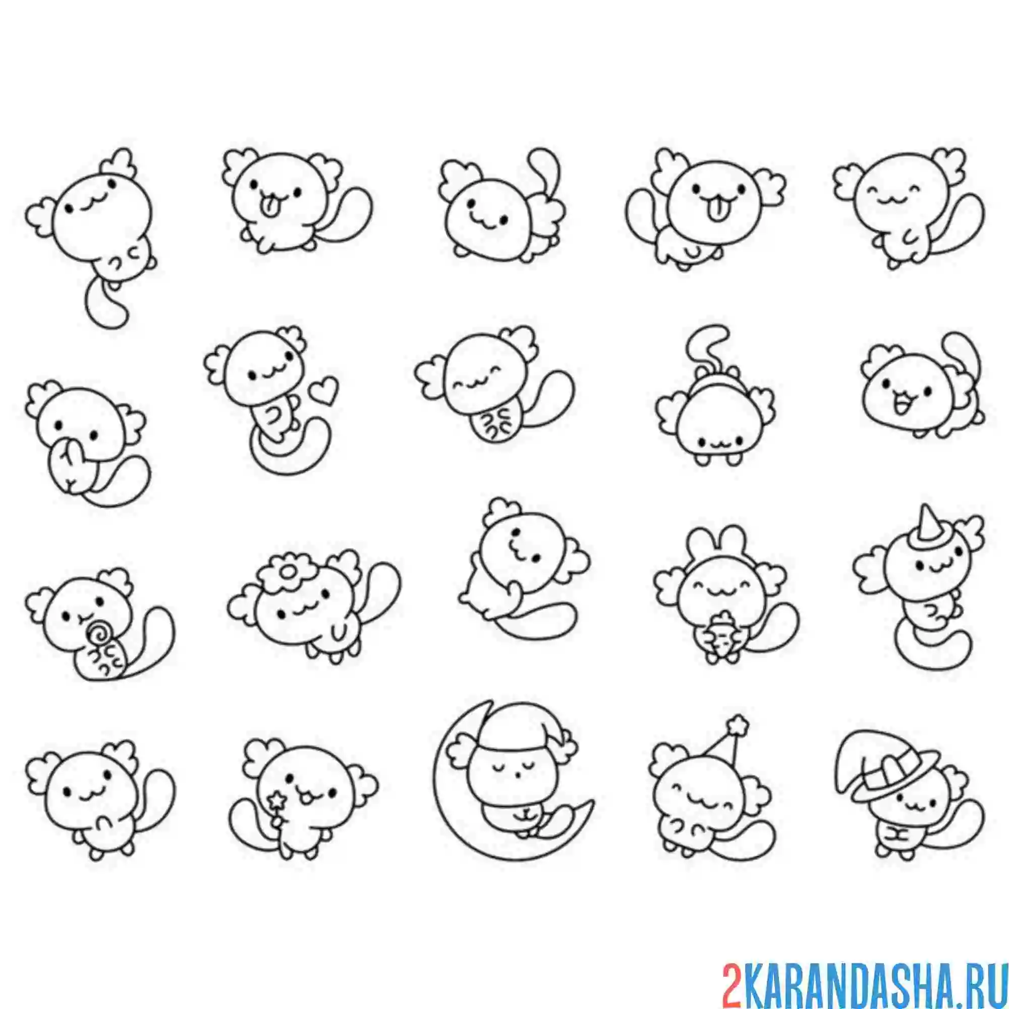 Раскраска аксолотль смешные пины