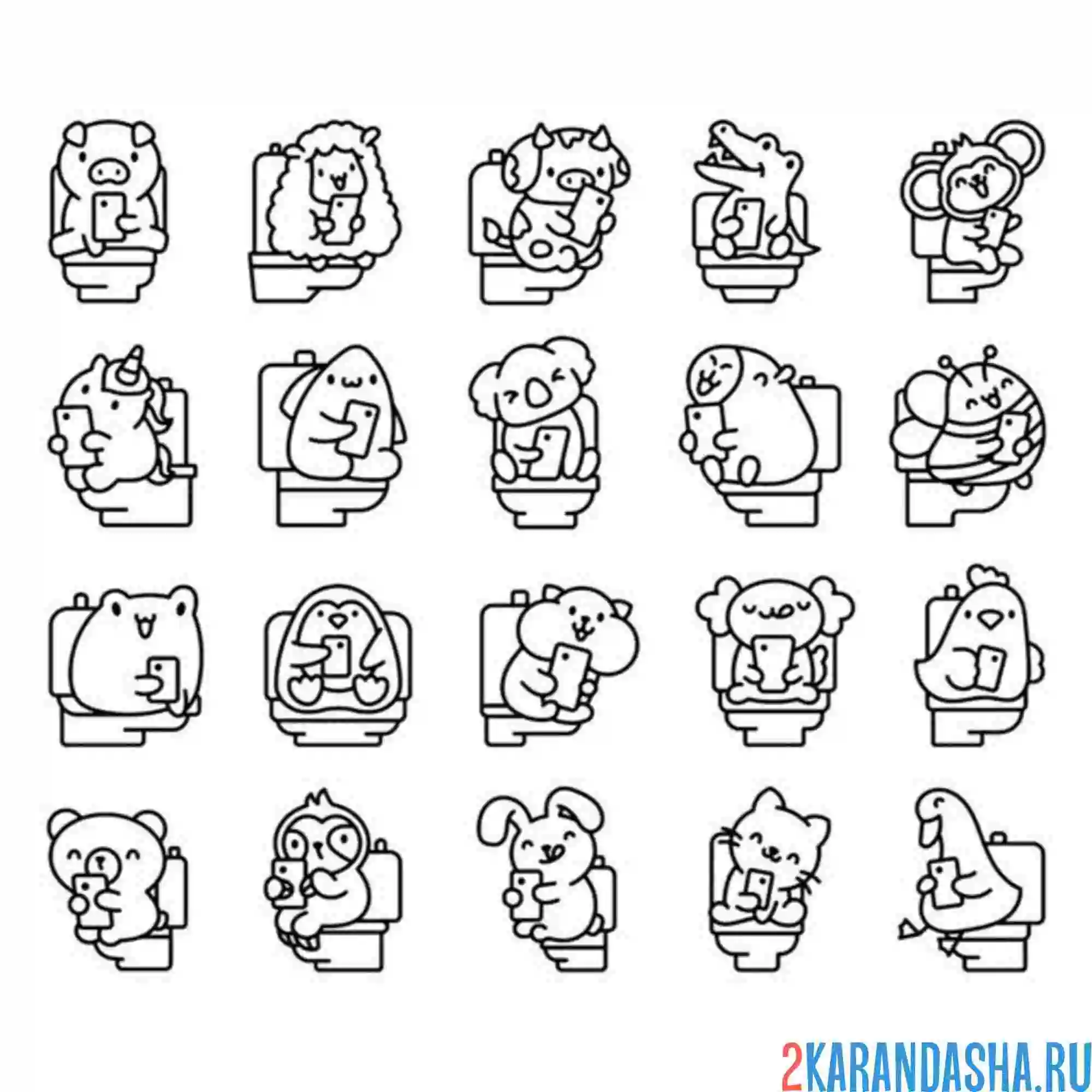 Раскраска унитазная тема наклейки