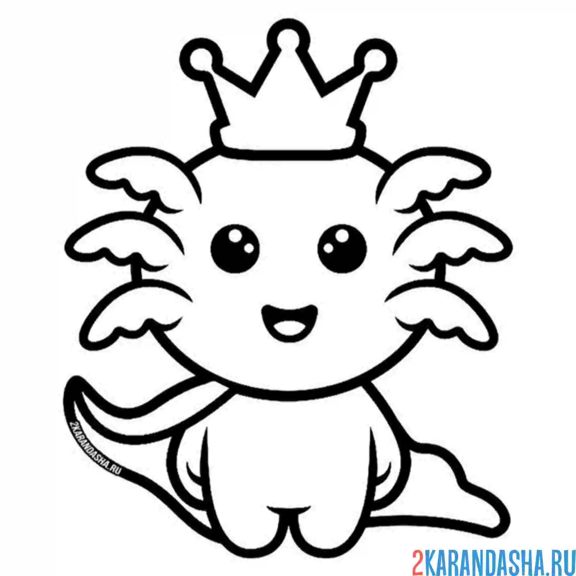 Раскраска аксолотль король