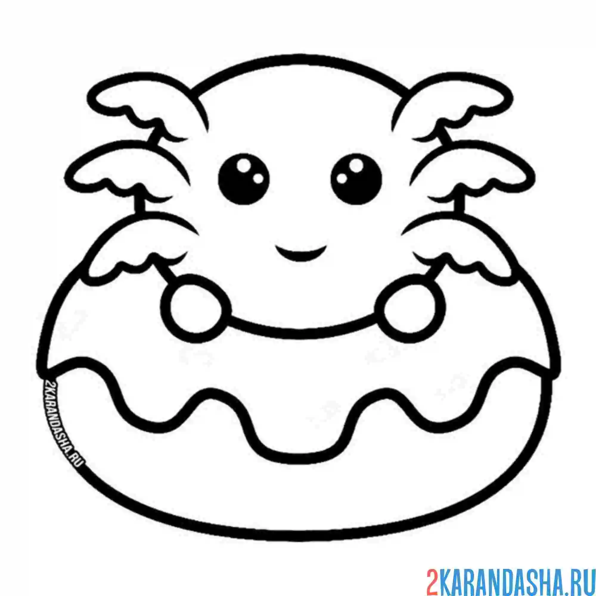 Раскраска аксолотль в пончике