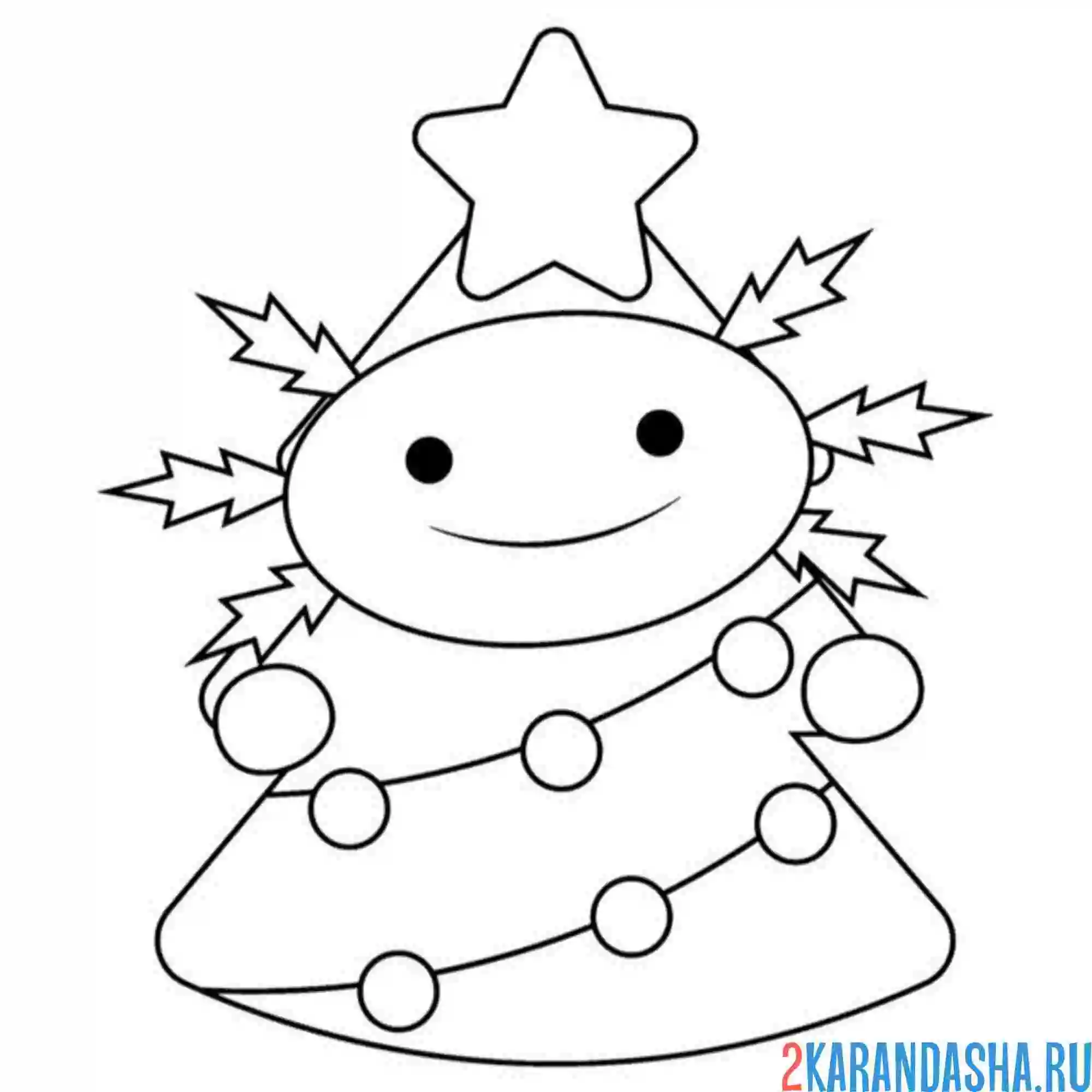 Раскраска аксолотль новогодняя елка