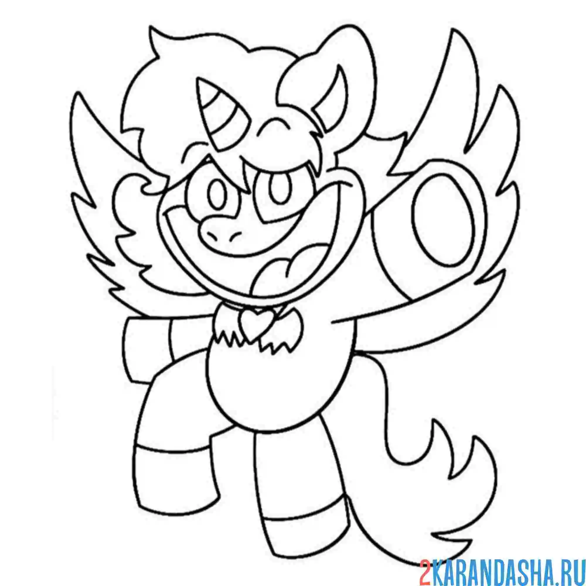 Раскраска улыбающиеся твари единорог