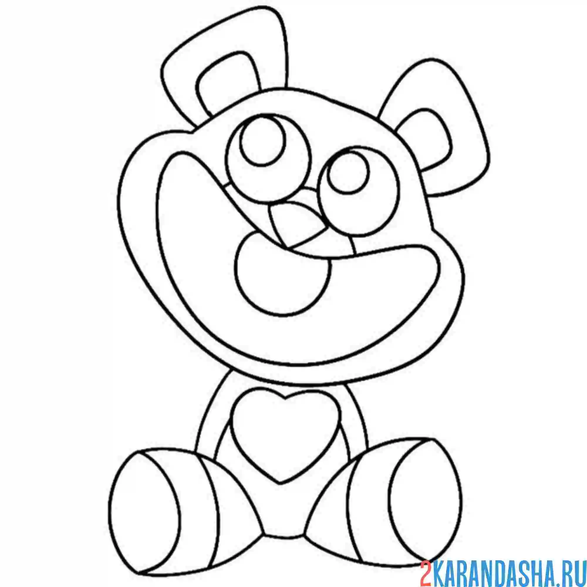 Раскраска улыбающиеся твари bobby bearhug plushie