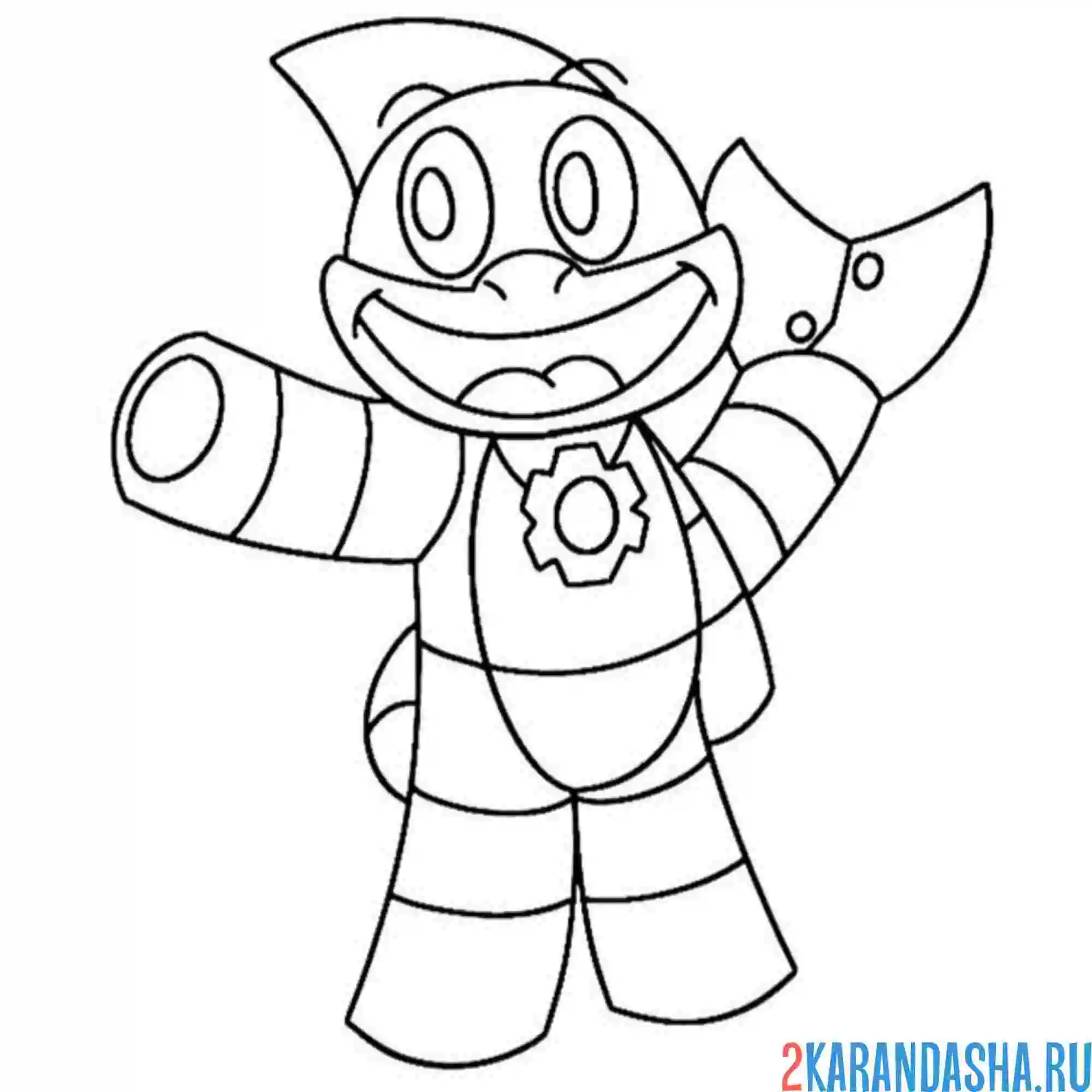 Раскраска улыбающиеся твари sharkybot