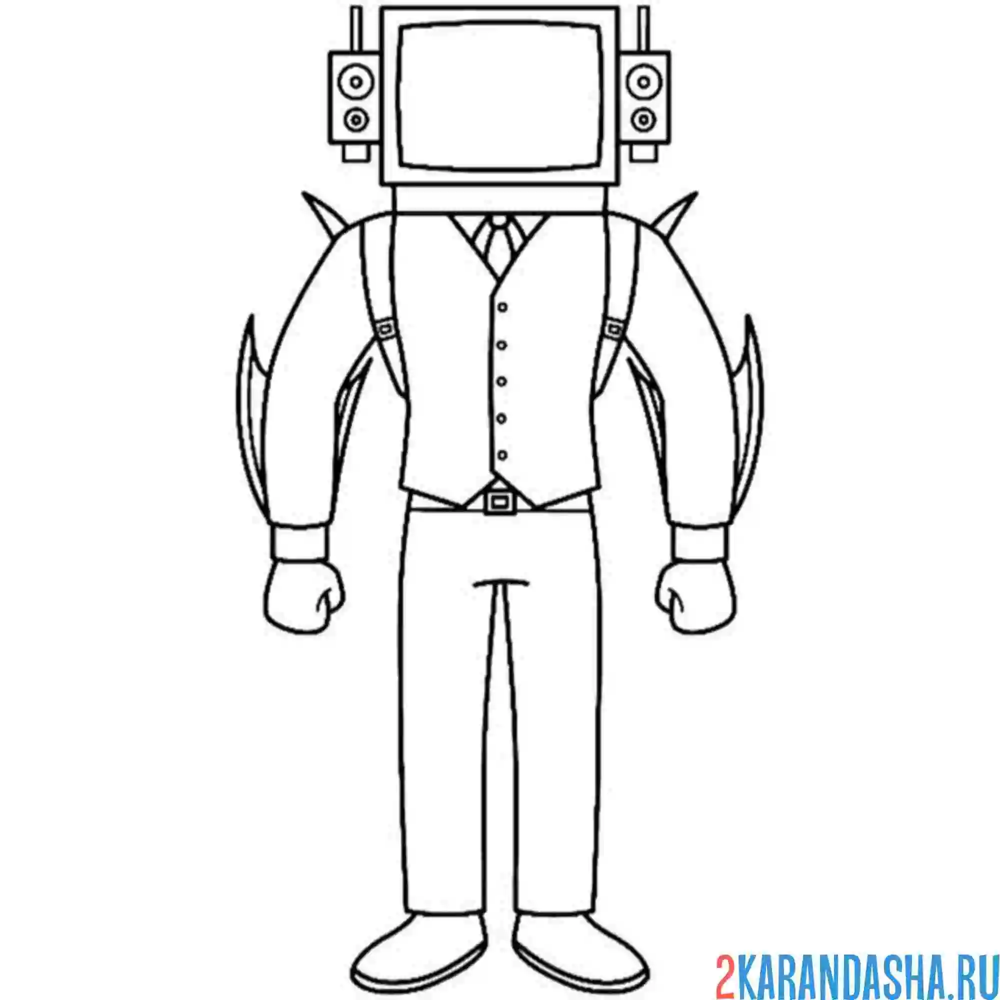 Раскраска shadow tv man скибиди туалет