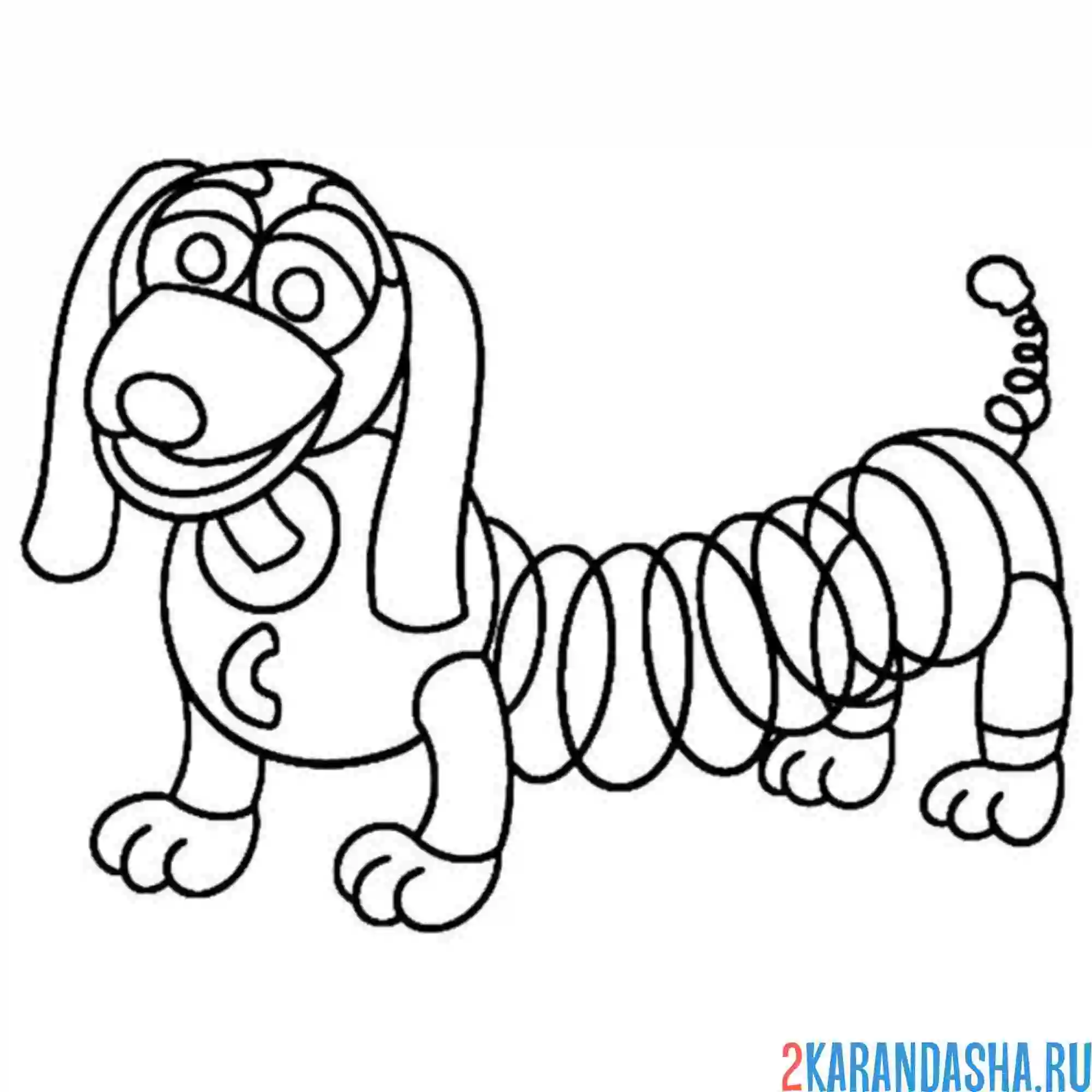 Раскраска улыбающиеся твари slinky dog пружинка такса