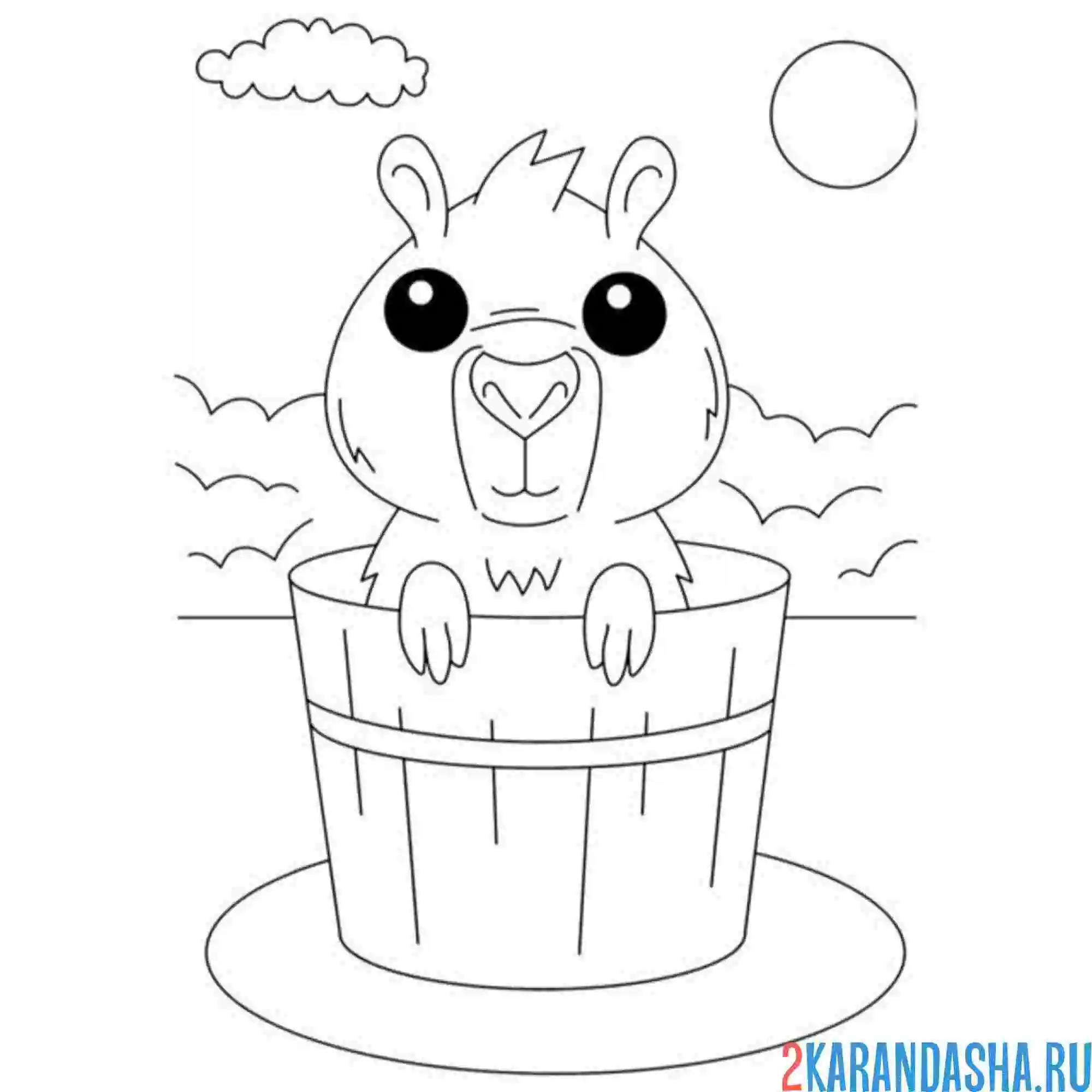 Раскраска капибара в бочке