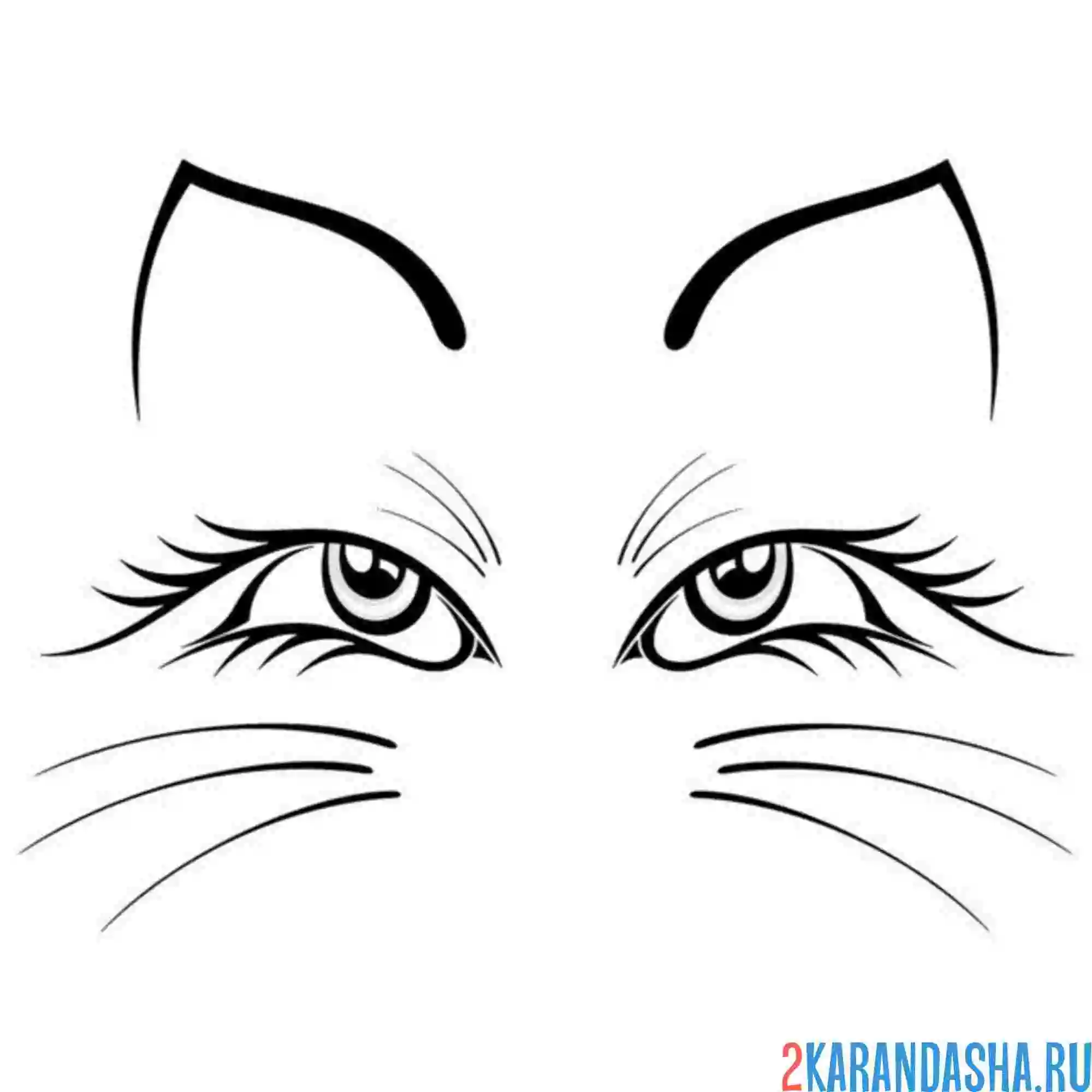 Раскраска глаза кошечки иллюстрация