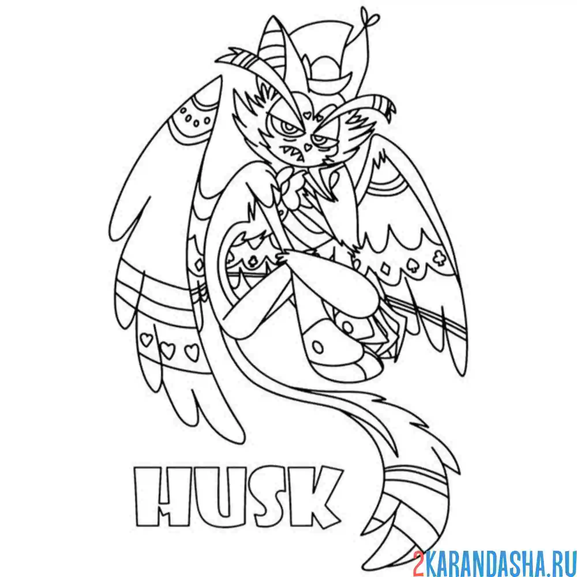 Раскраска отель хазбин хаск