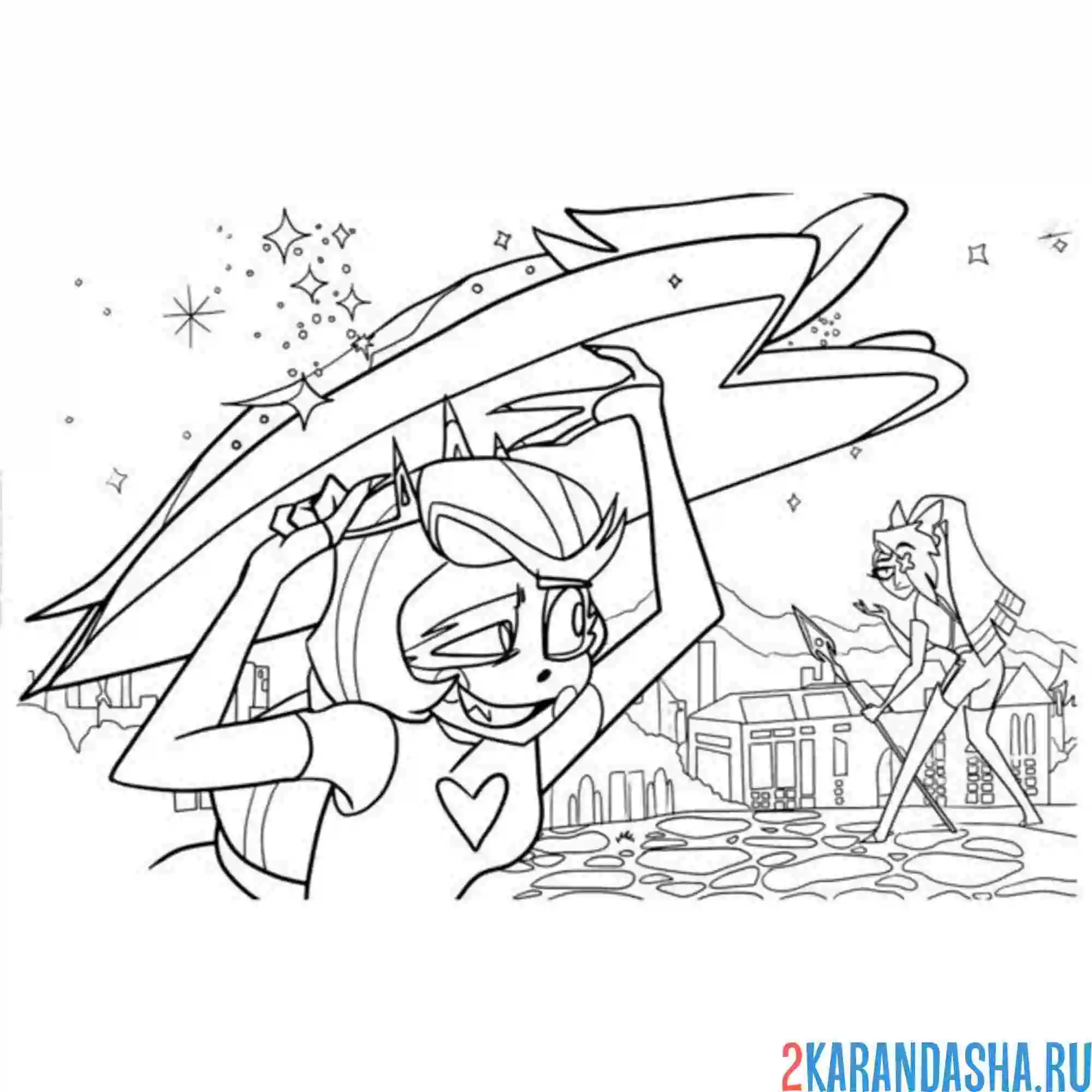 Раскраска отель хазбин битва