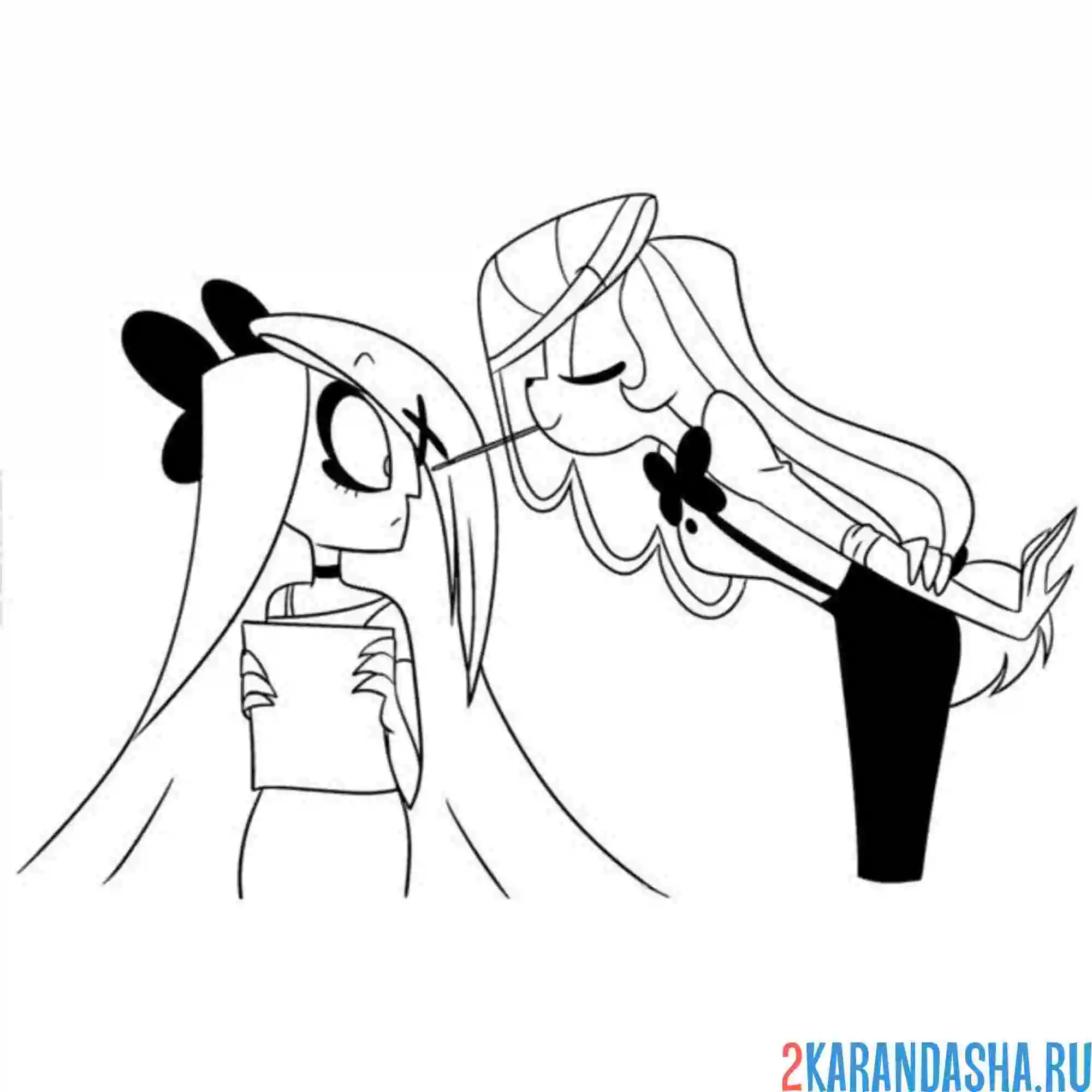 Раскраска встреча девчонок отель хазбин