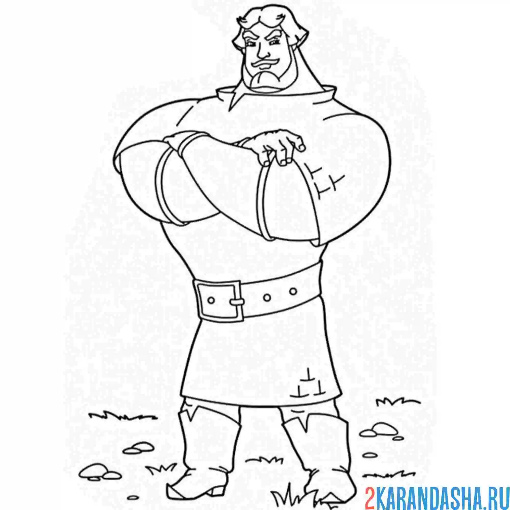 Раскраска илья муромец из три богатыря