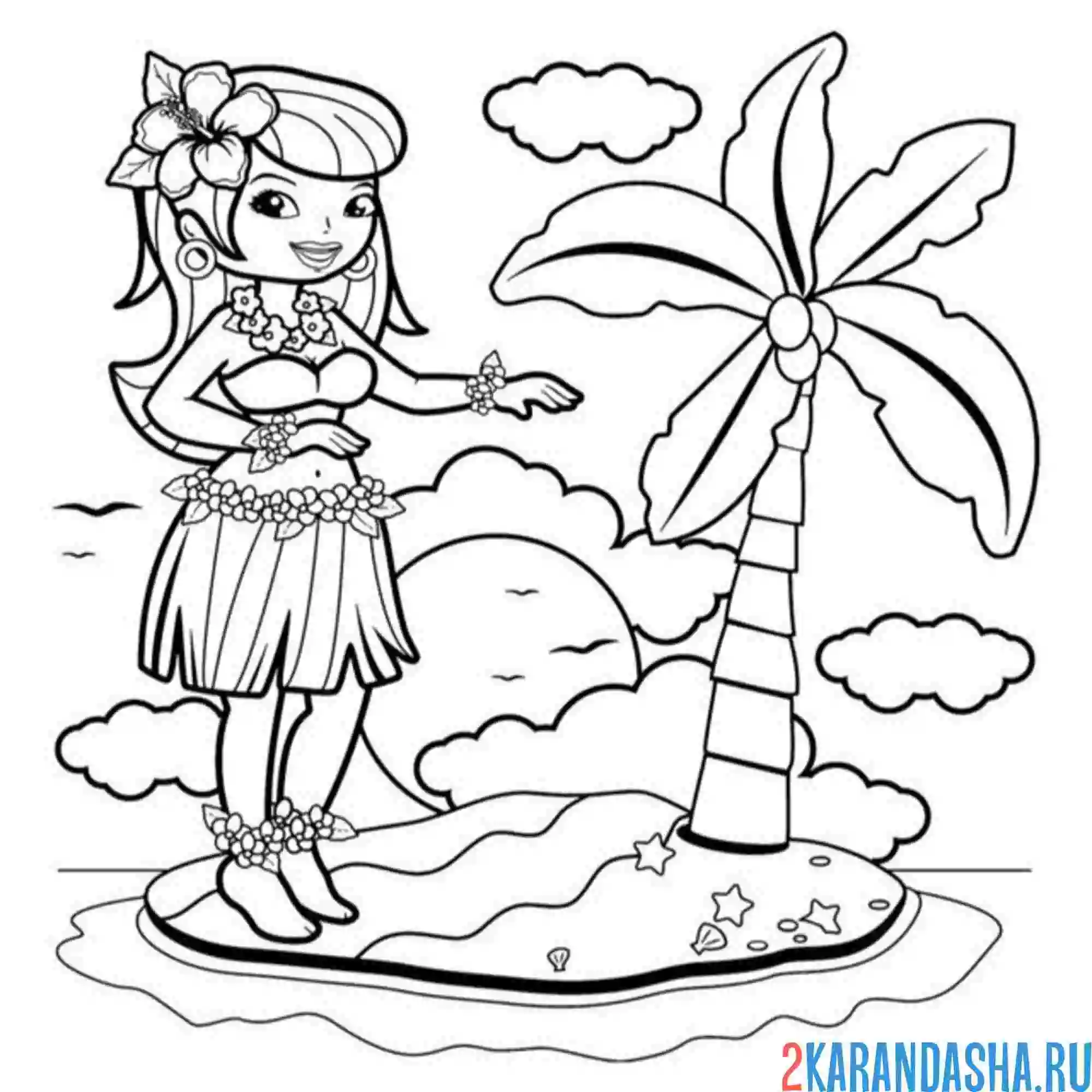 Раскраска гавайи остров