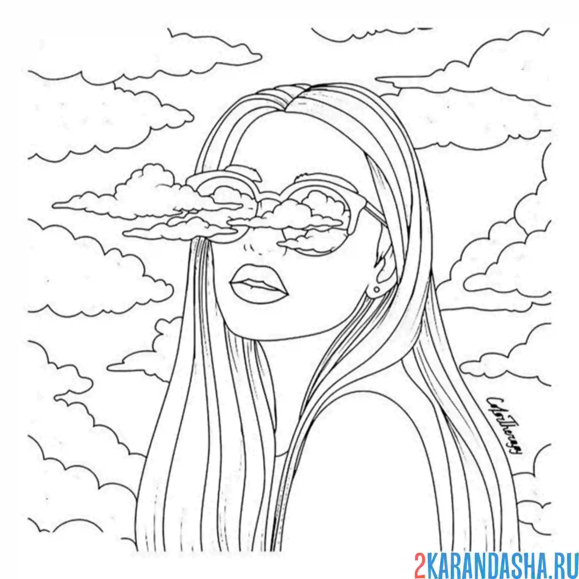 Раскраска девушка в очках эстетика