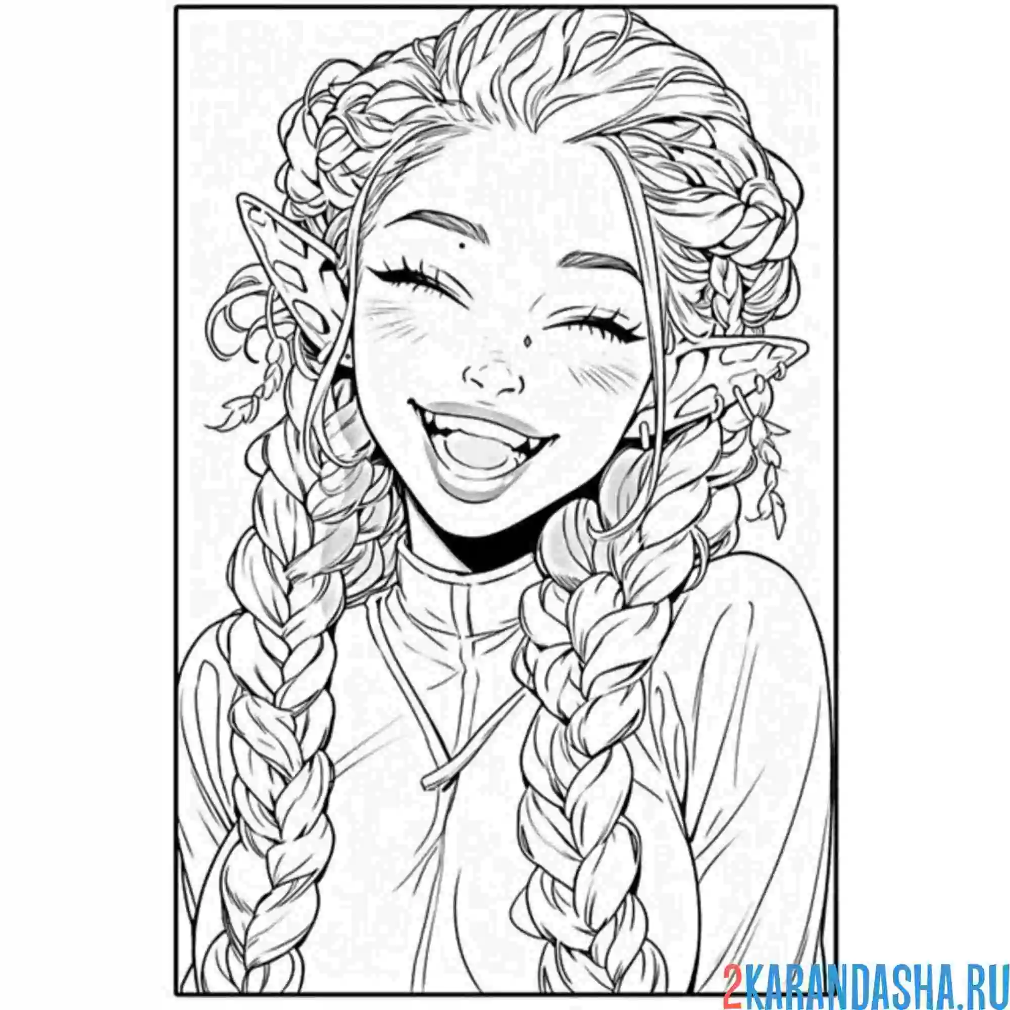 Раскраска эстетика девушка эльф