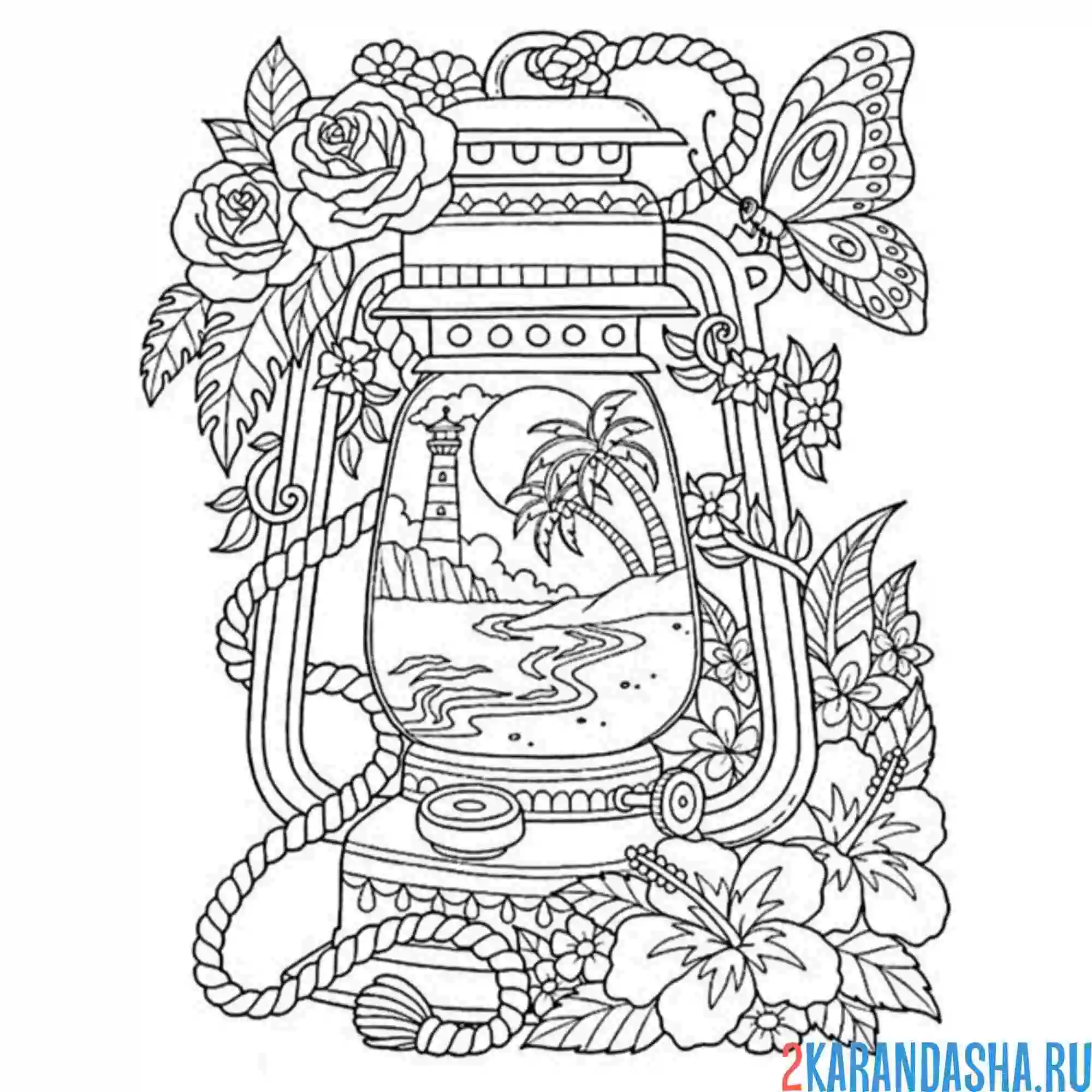 Раскраска эстетика фонарь