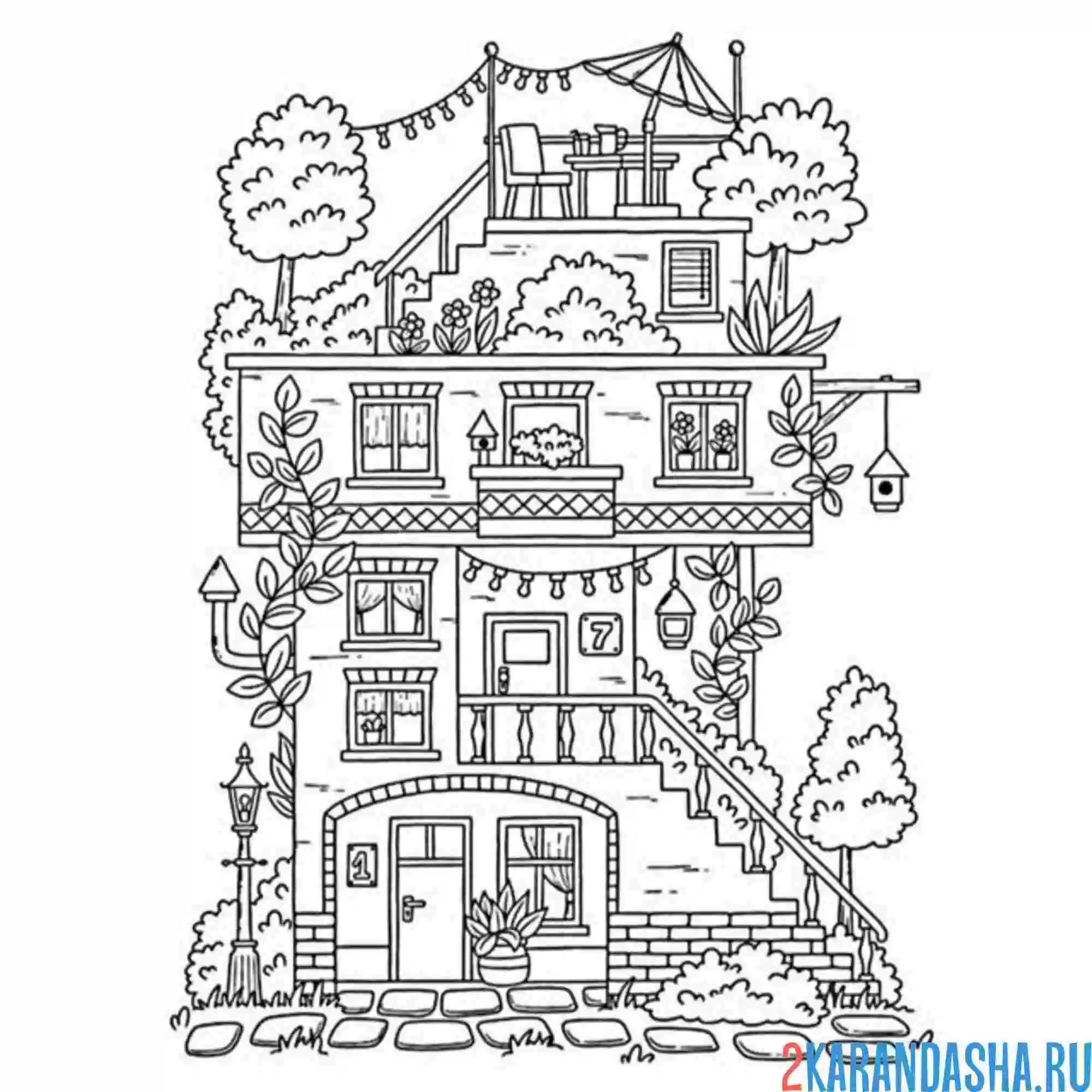 Раскраска эстетика домик