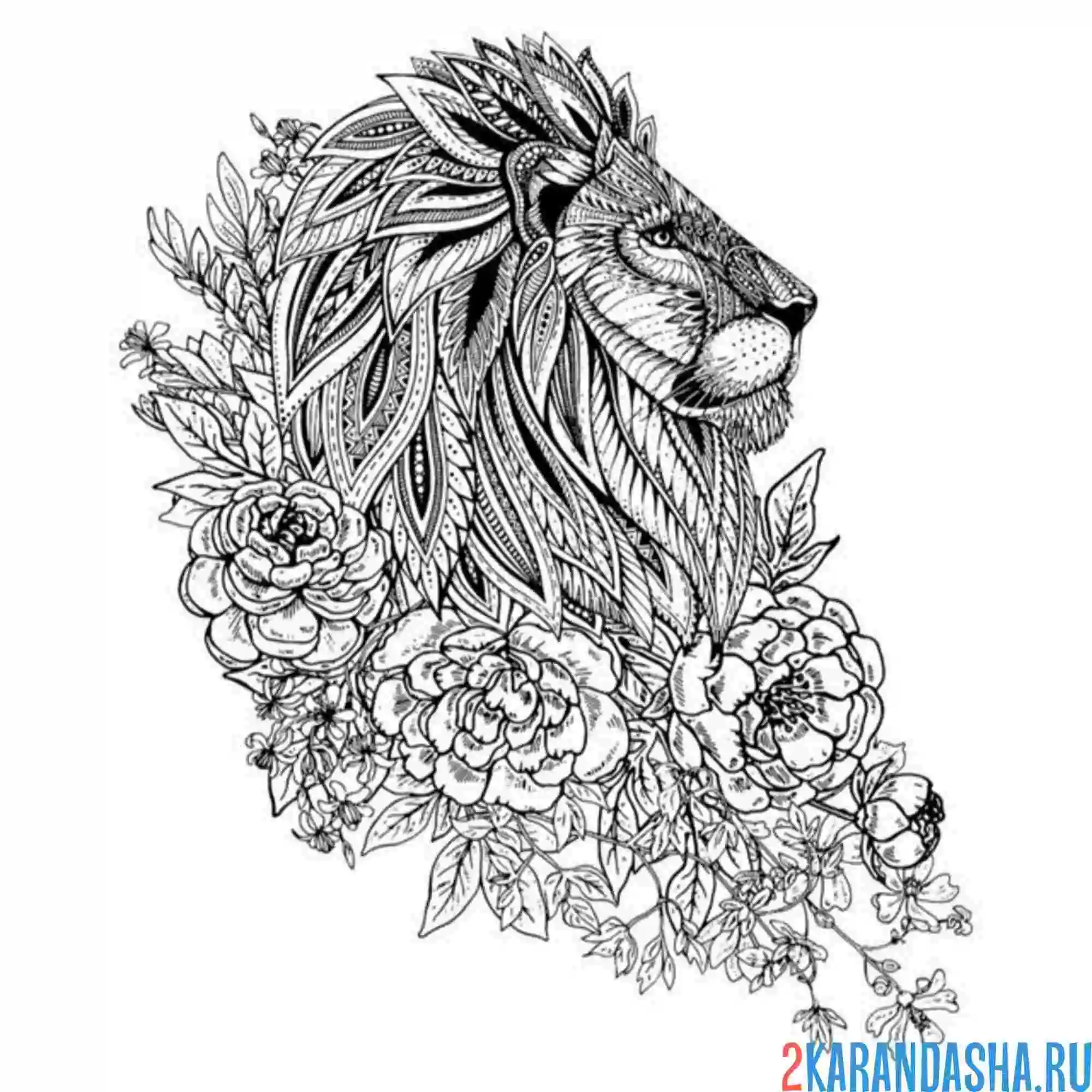 Раскраска эстетика лев