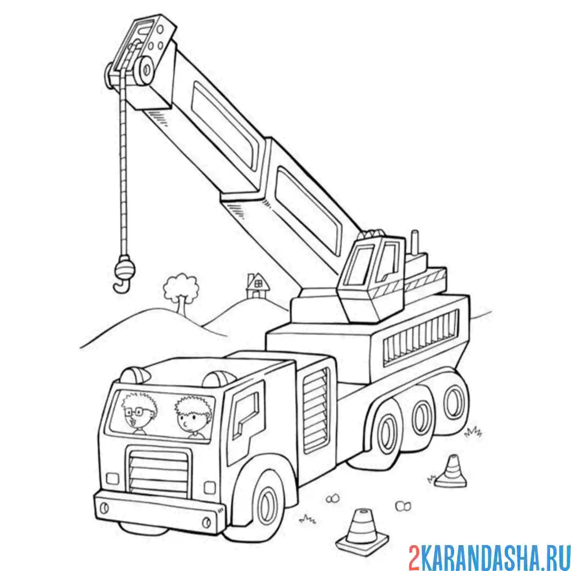 Раскраска кран автомобильный