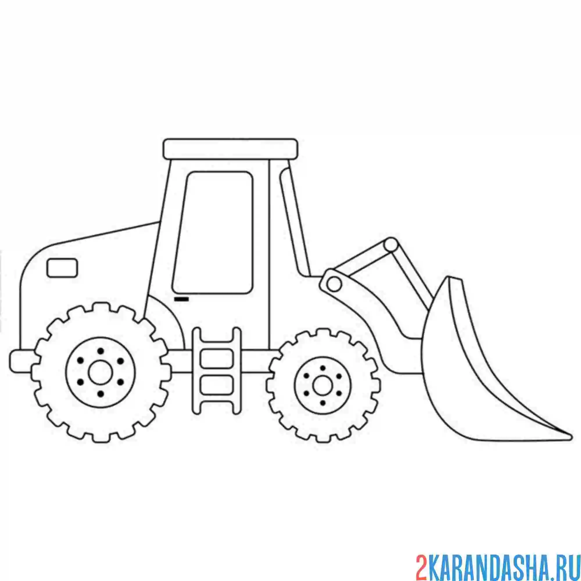 Раскраска трактор с ковшом