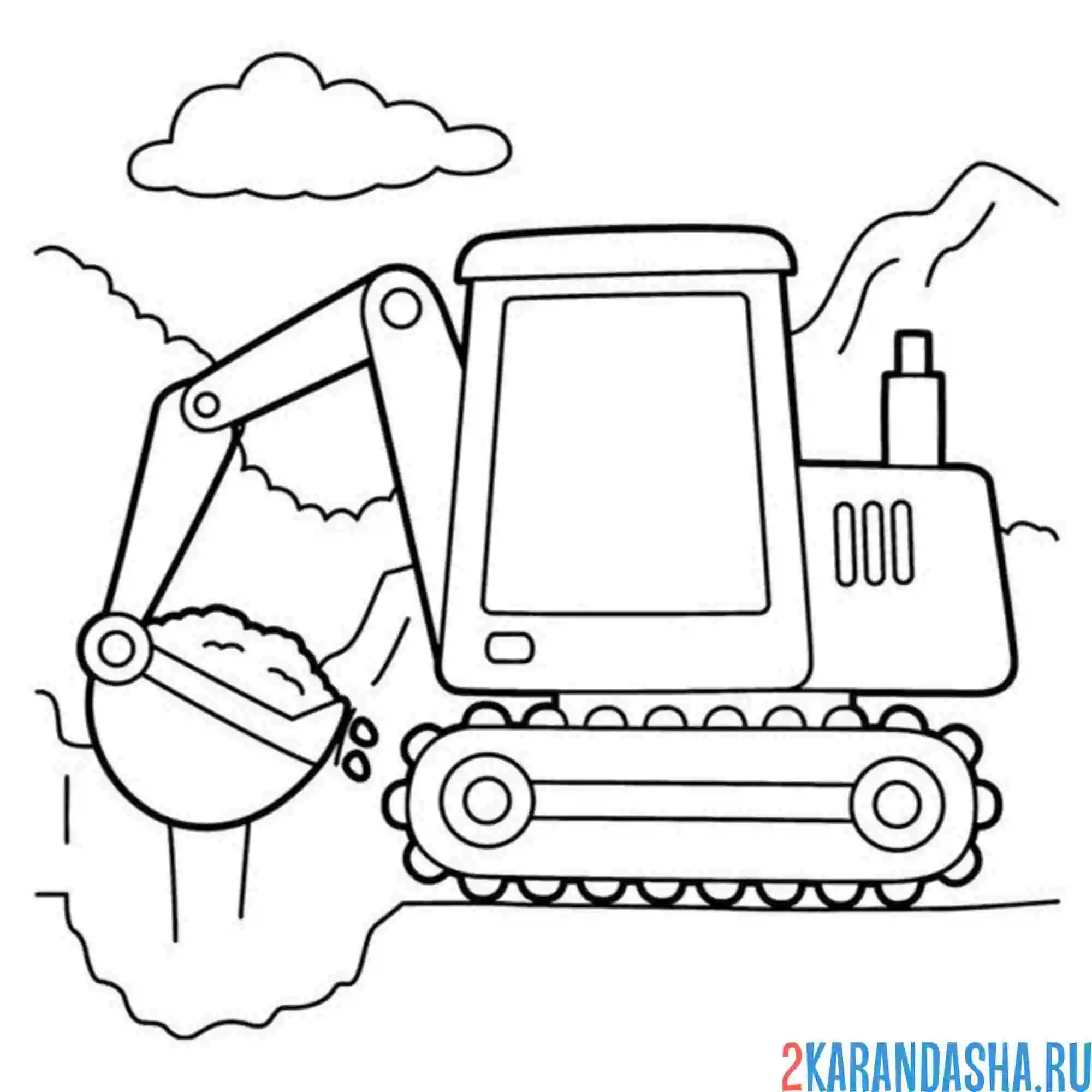 Раскраска экскаватор с песком
