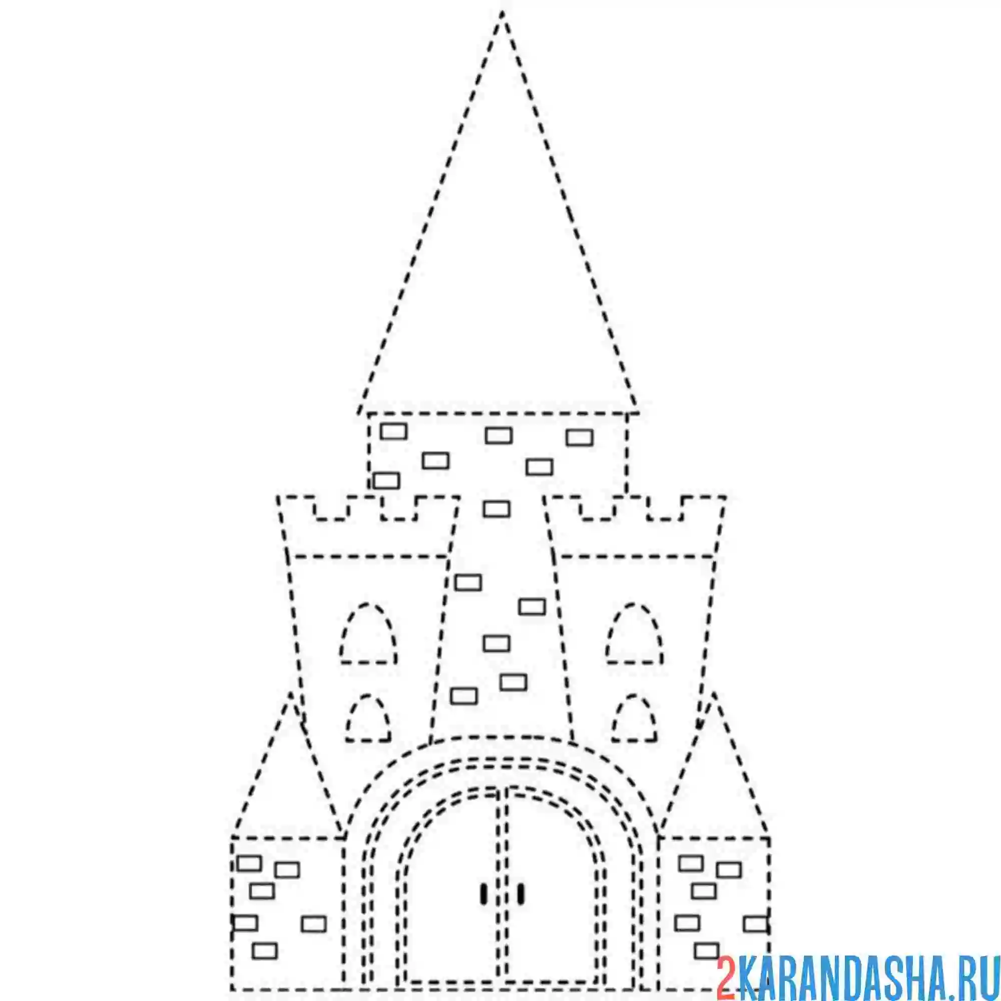 Раскраска замок по линии