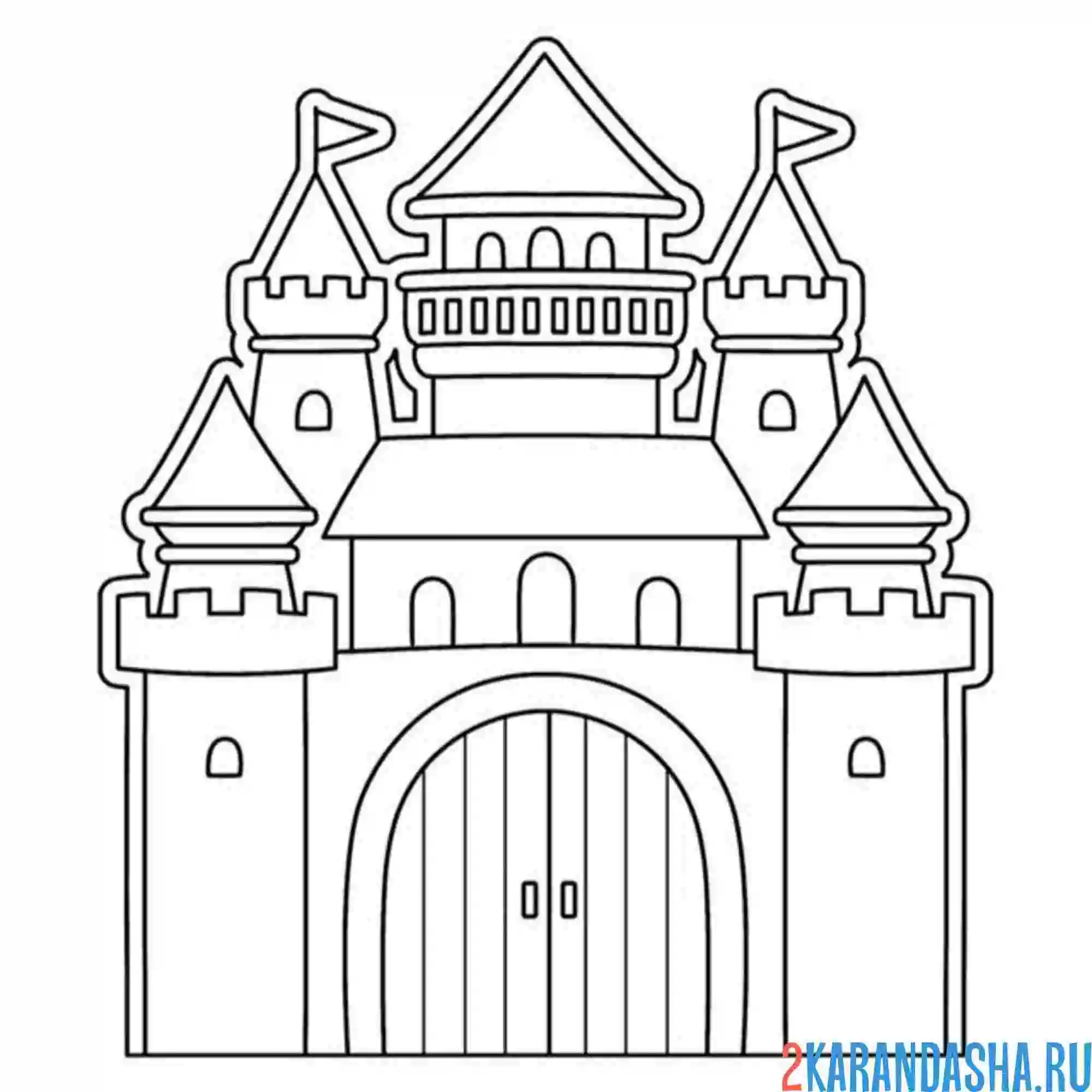 Раскраска замок с воротами