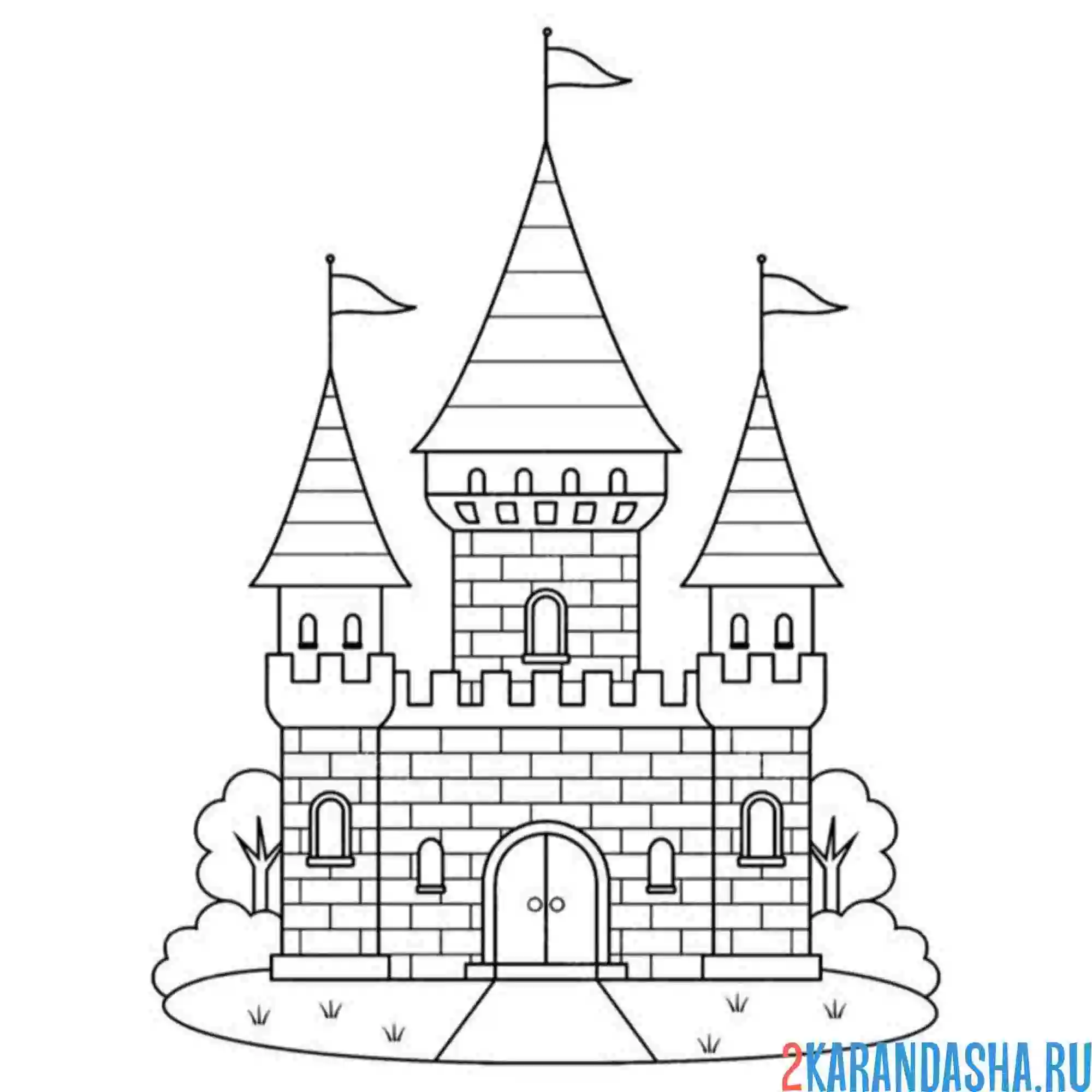 Раскраска три башни замка
