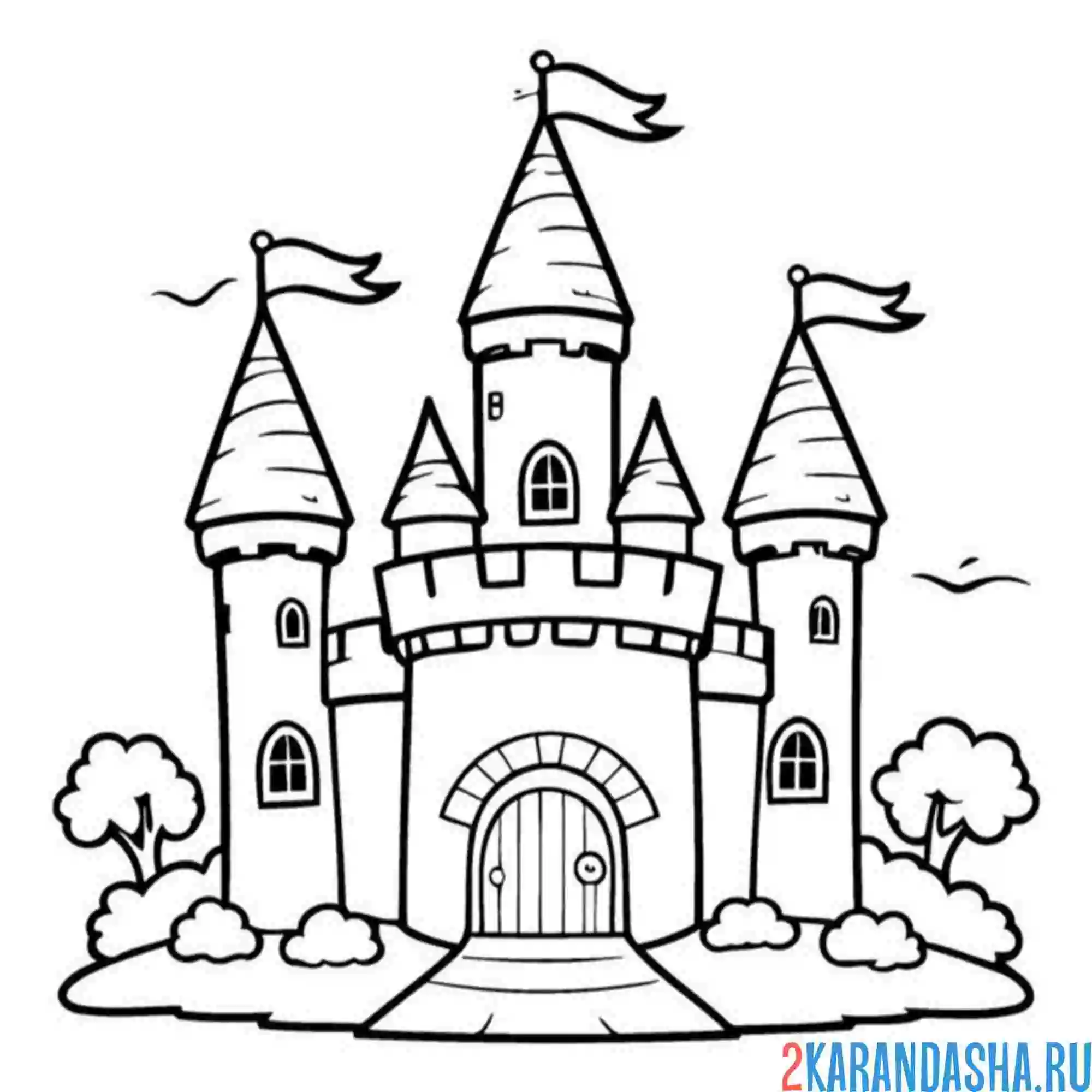 Раскраска деревья у замка