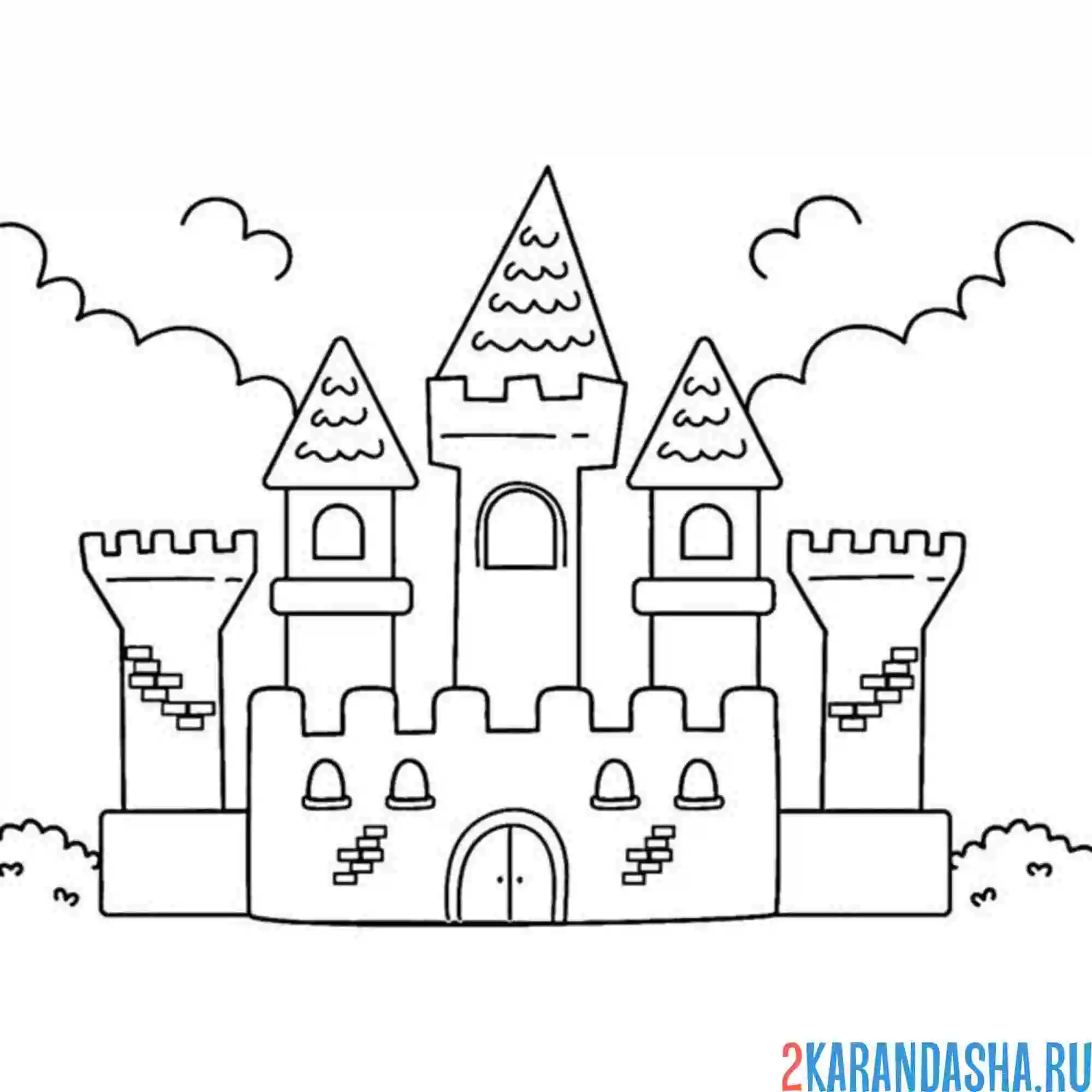 Раскраска замок и башенки