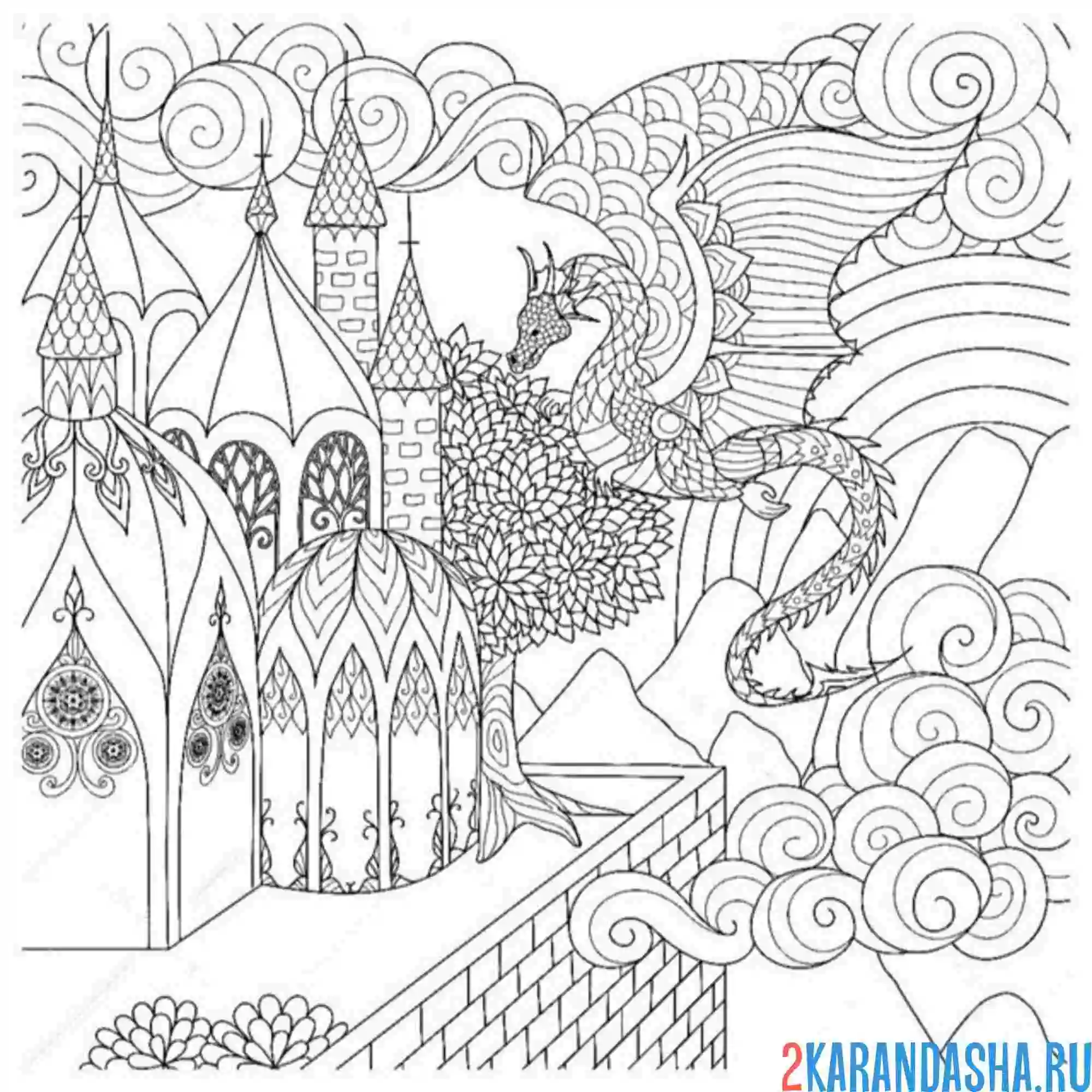 Раскраска восточный замок