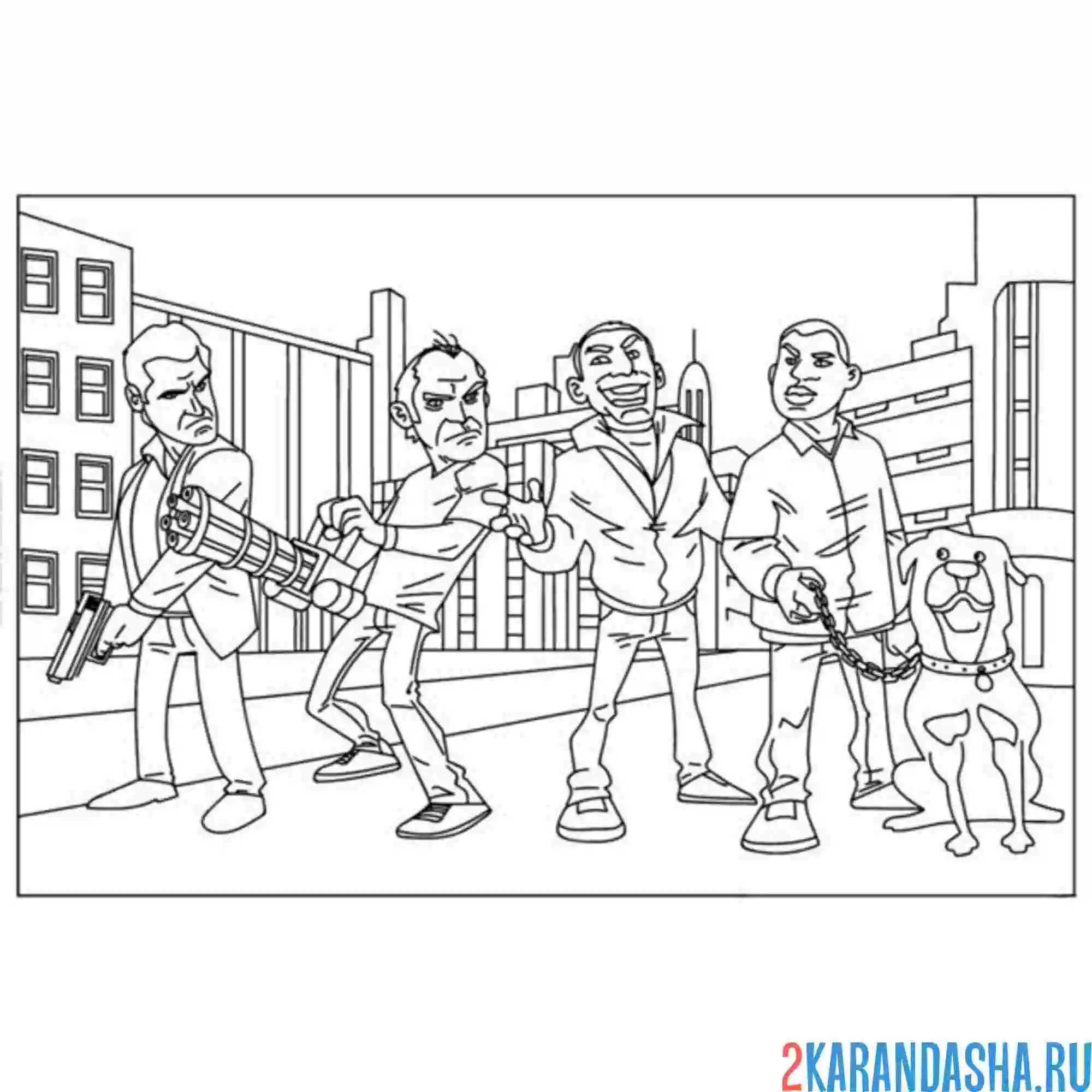 Раскраска гта (gta) v с собакой