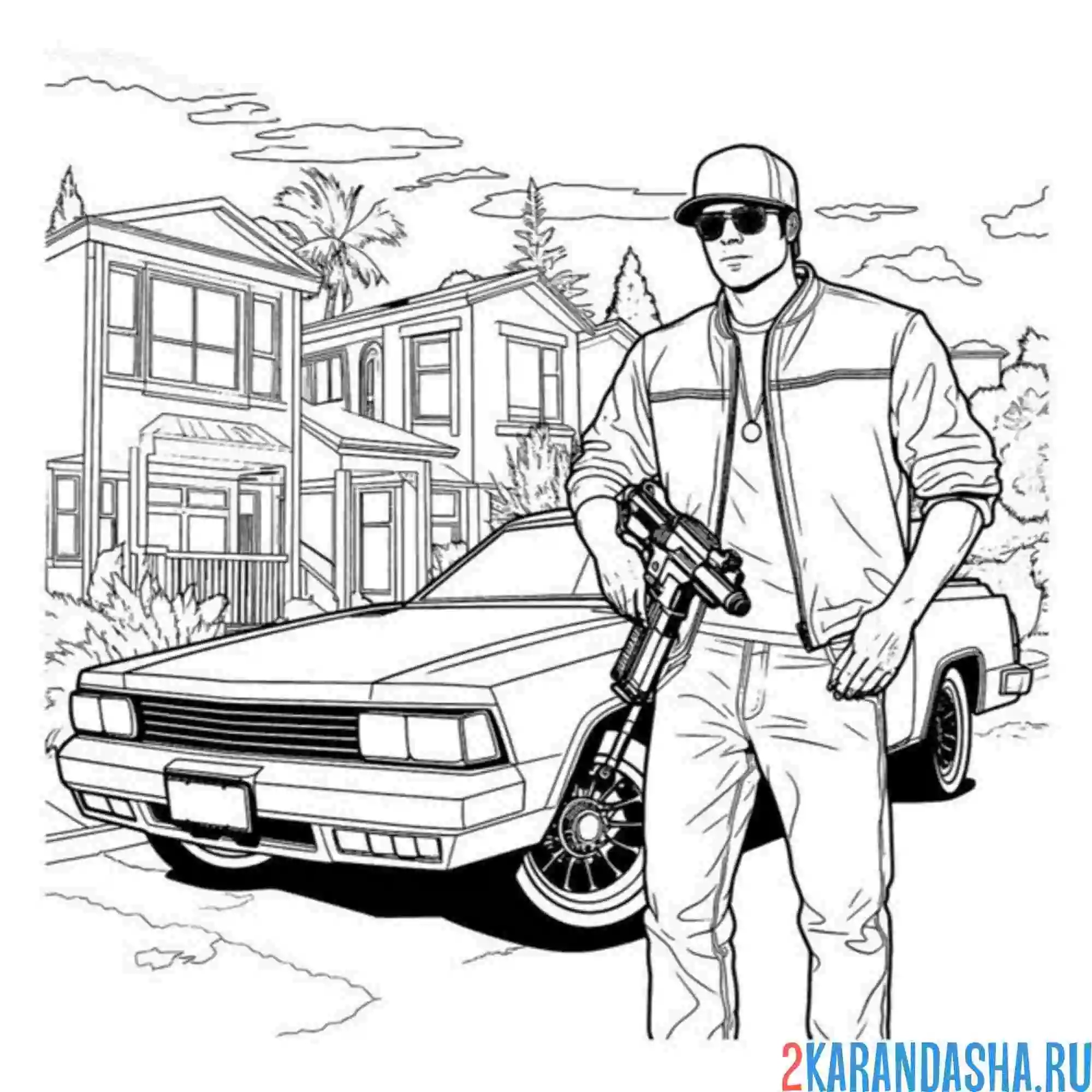 Раскраска гта (gta) v персонаж