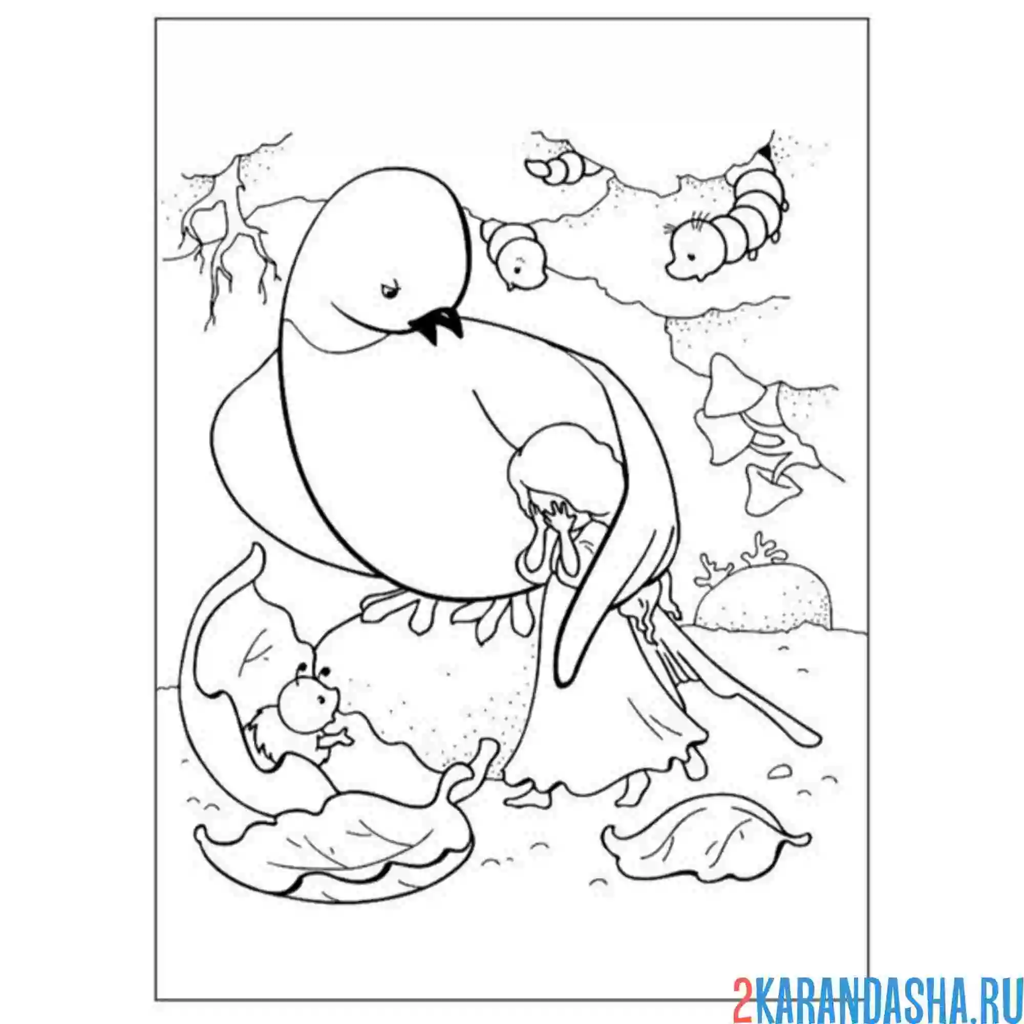Раскраска ласточка греет дюймовочку