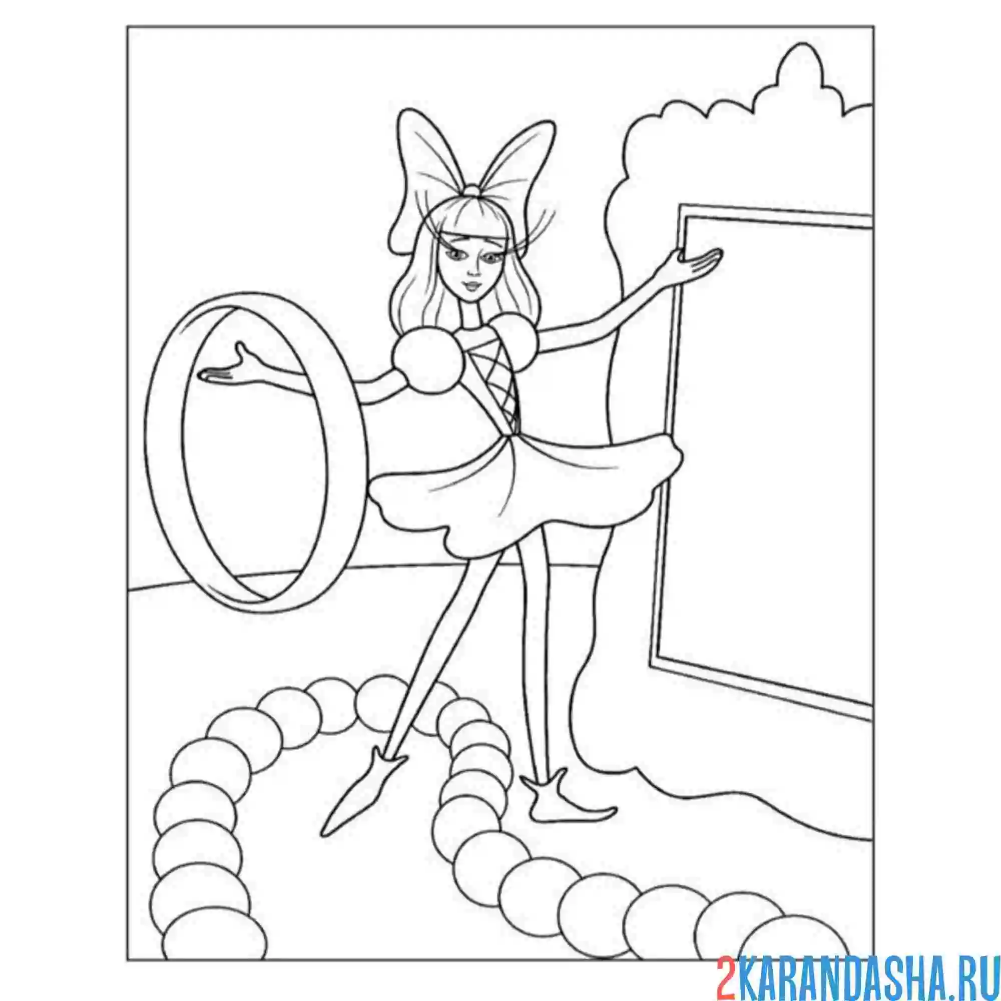 Раскраска дюймовочка перед зеркалом