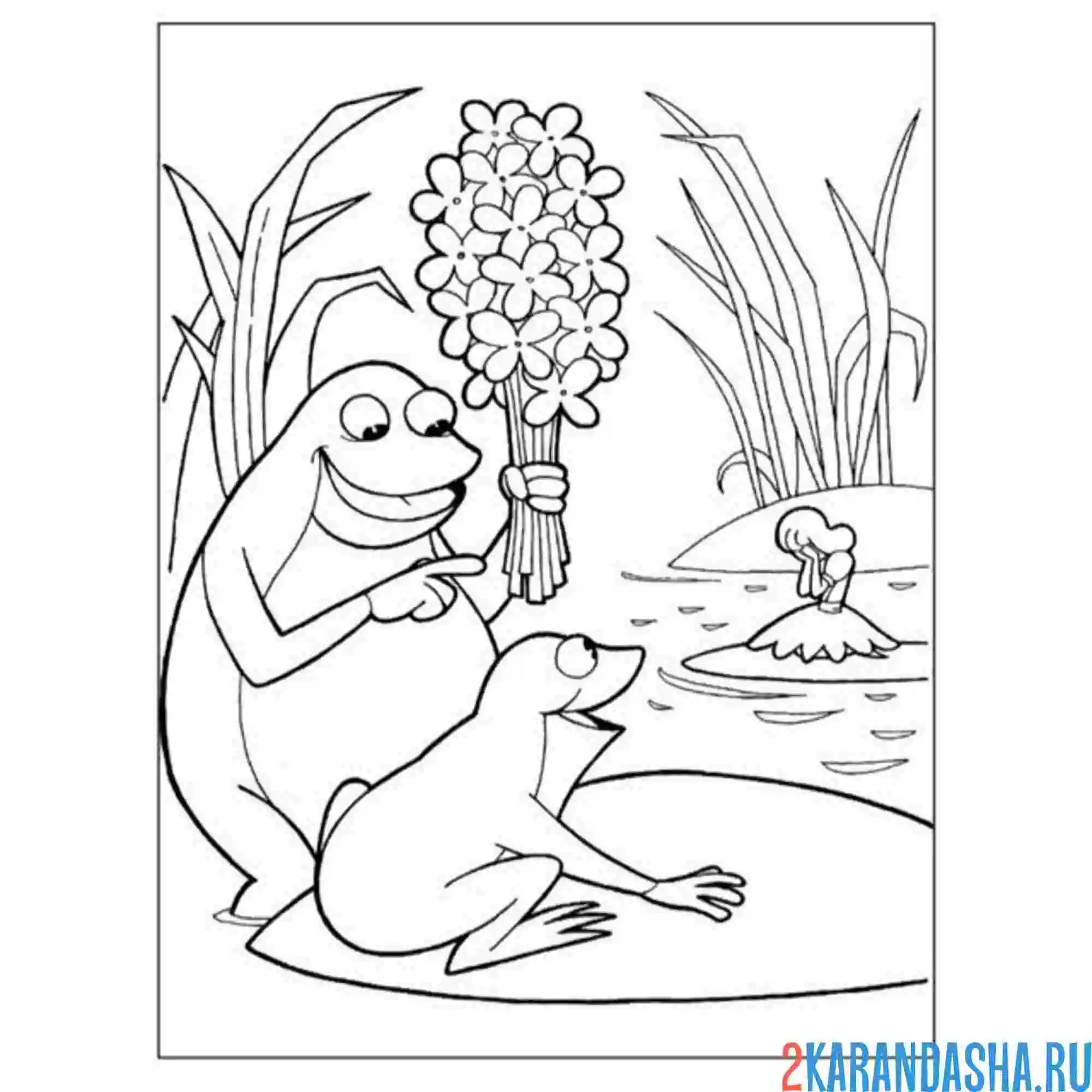 Раскраска жаба мать и сын