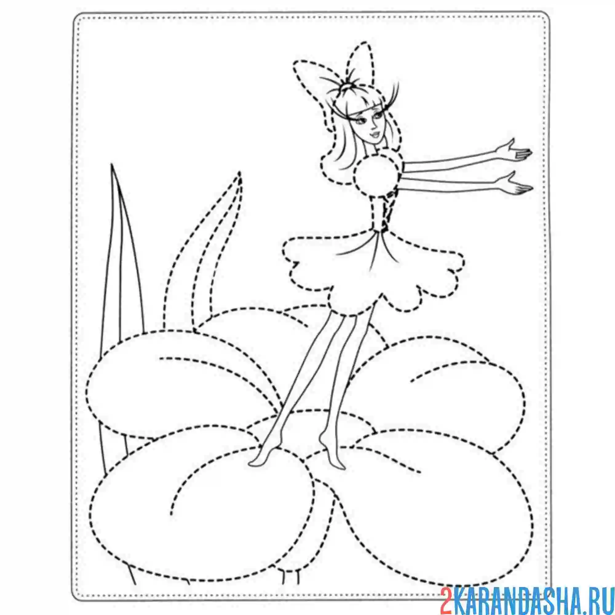 Раскраска дюймовочка в красивом цветке