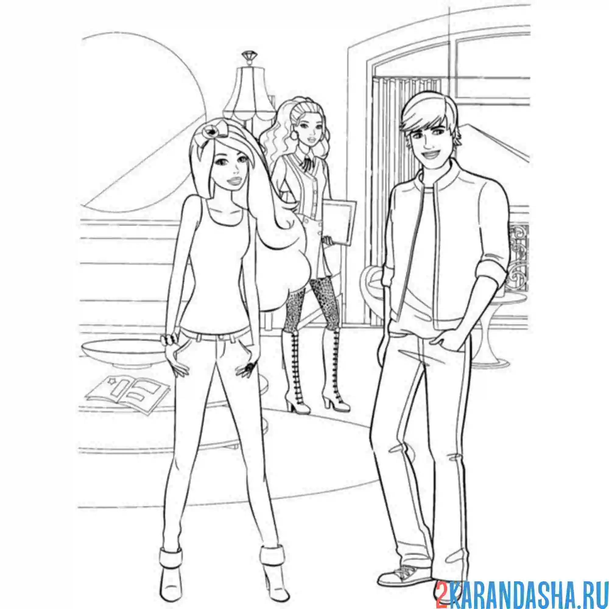 Раскраска барби кен и ее подруга