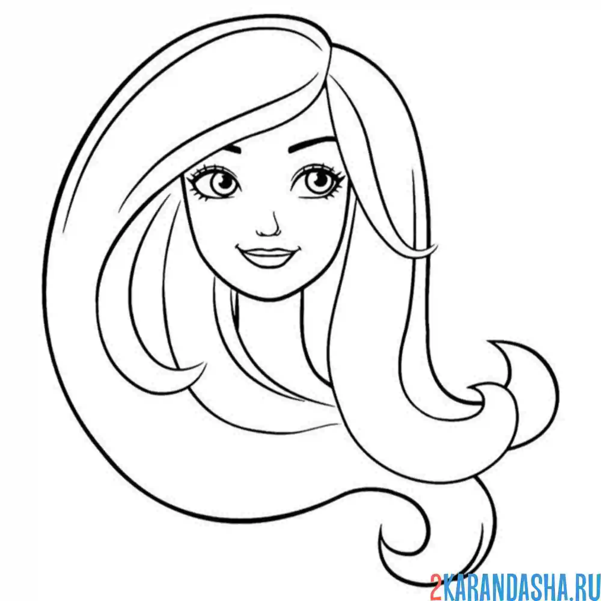 Раскраска простая голова барби
