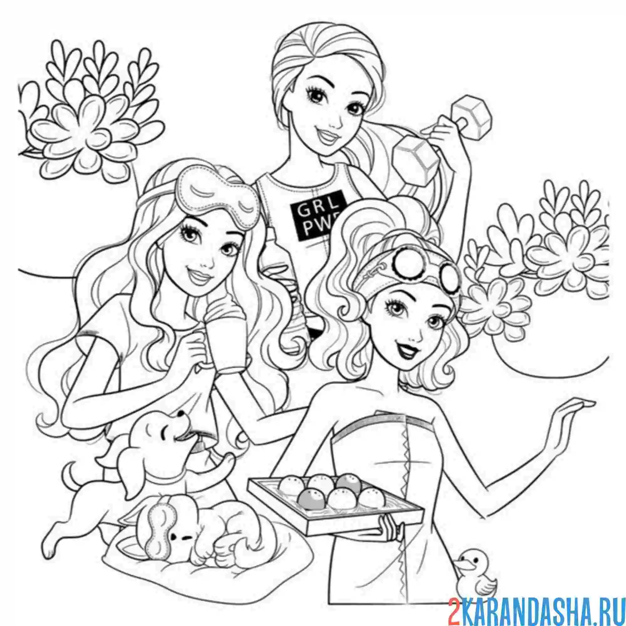 Раскраска барби едят конфеты