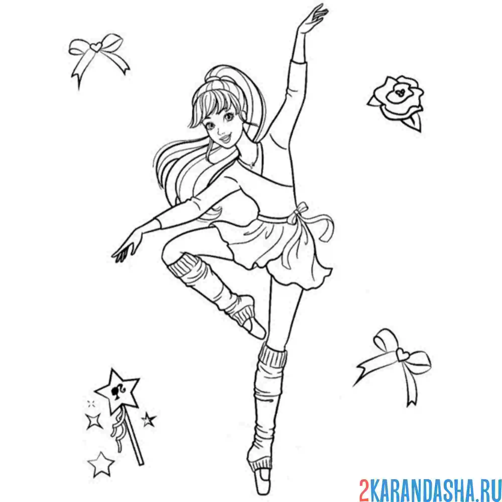 Раскраска балерина барби