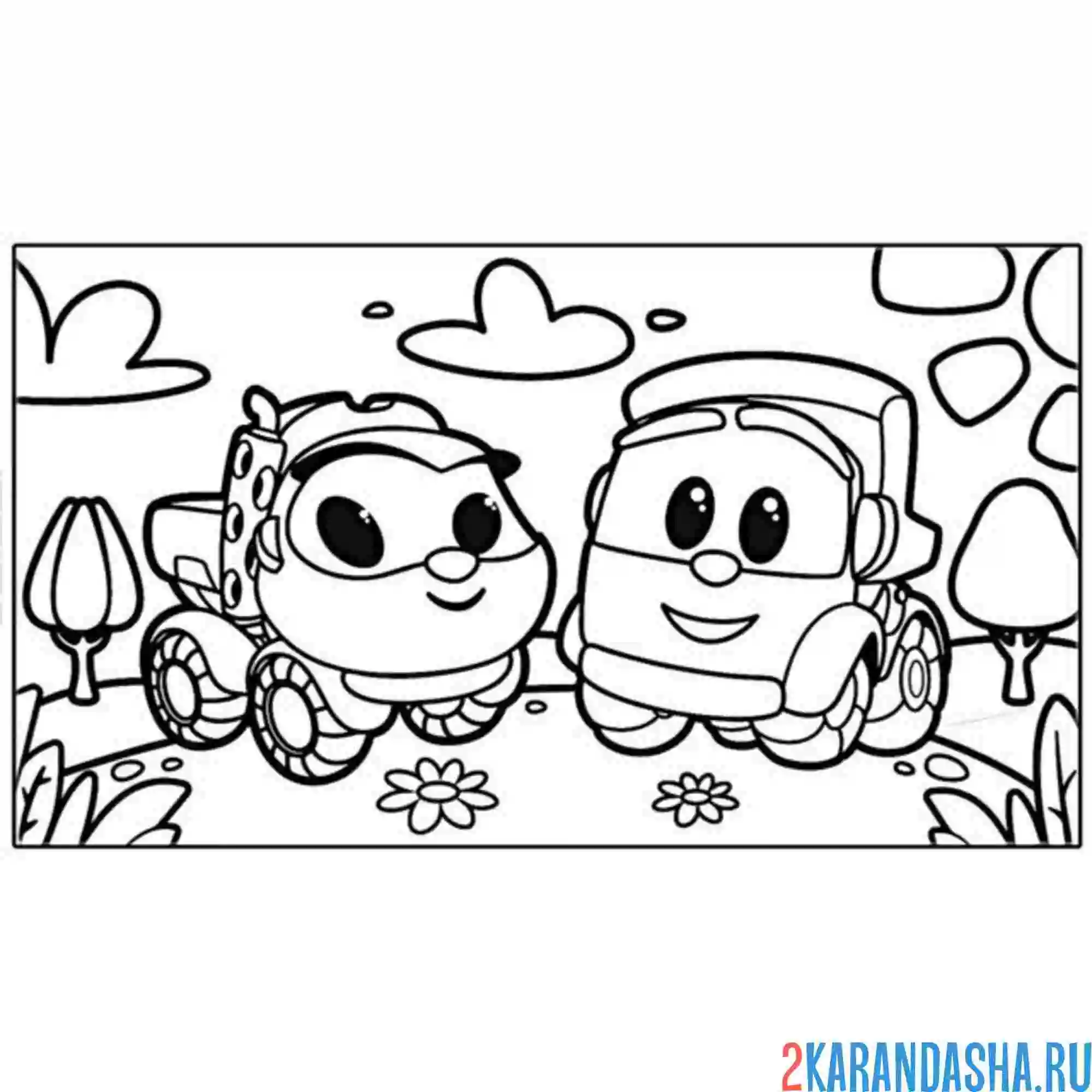 Раскраска лева грузовичок и девочка-грузовичок лея