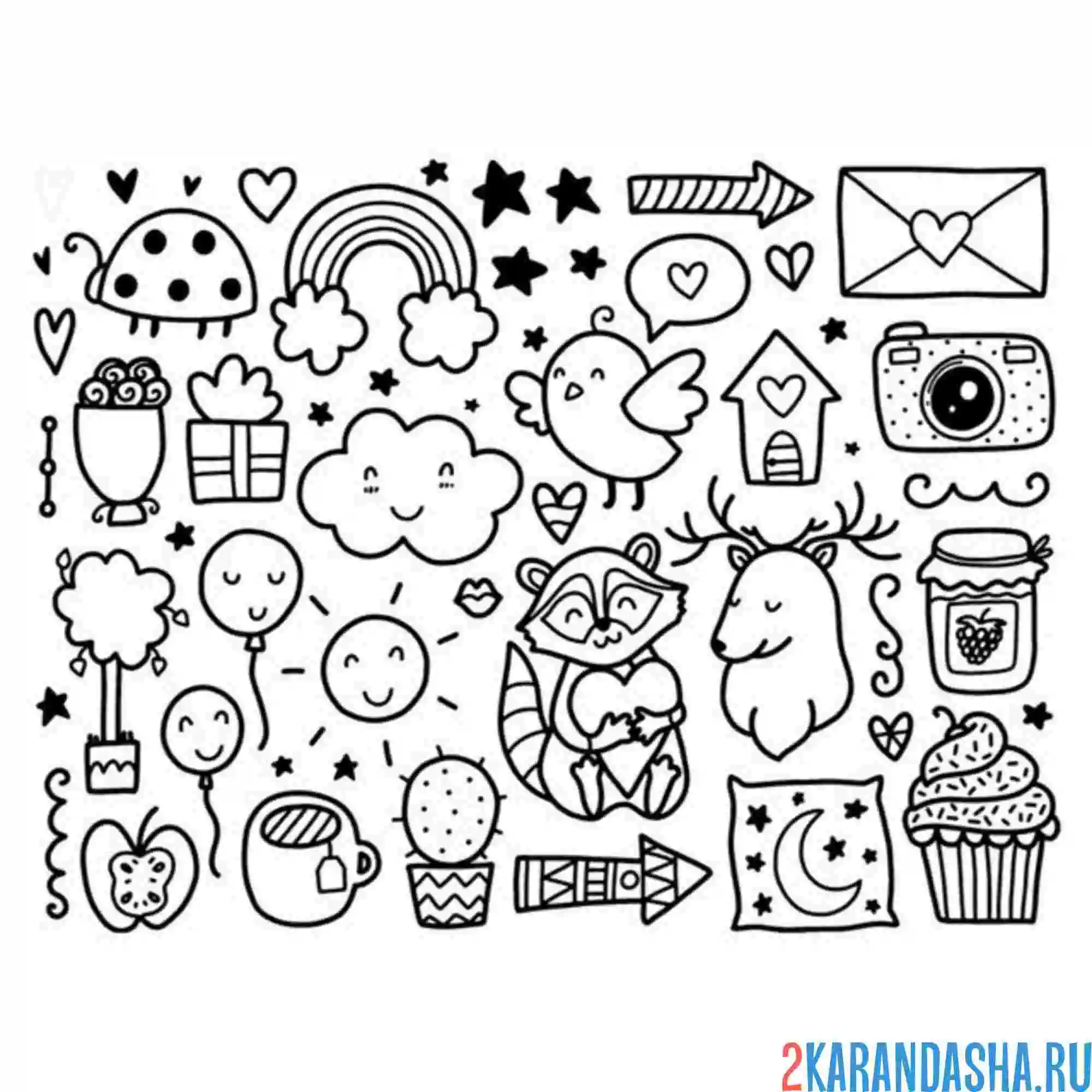 Раскраска милые наклейки с кактусом