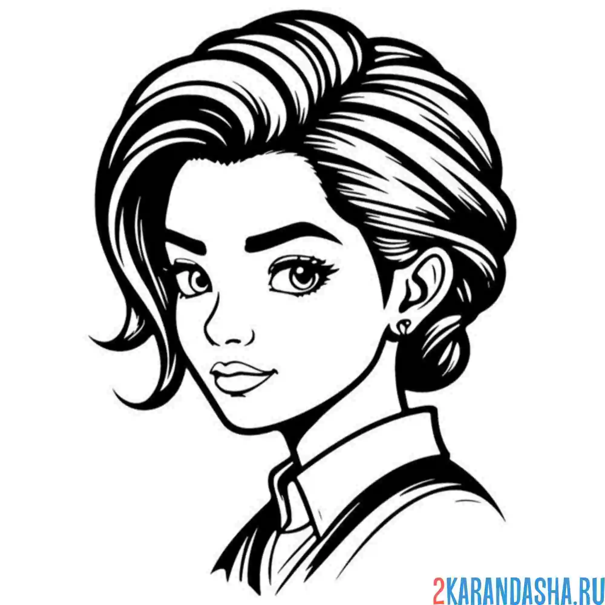Раскраска девушка с короткой стрижкой