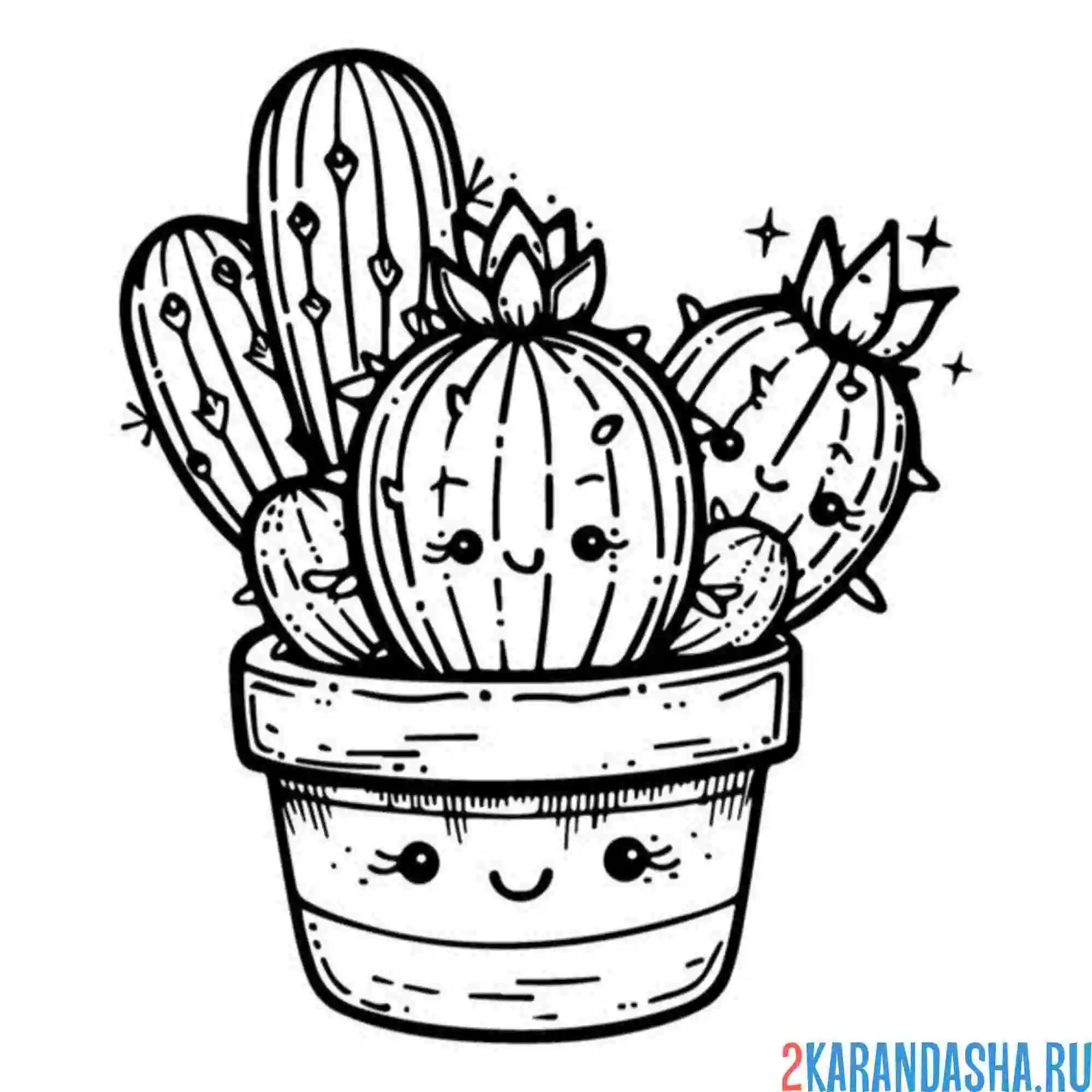 Раскраска два маленьких кактусика